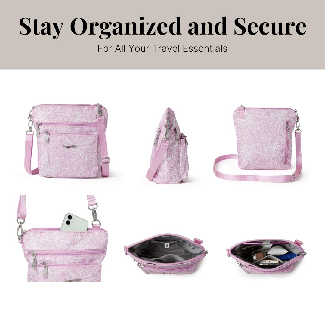 Baggallini Women's Crossbody Bag - Pink Blossom for Travel & Daily Use