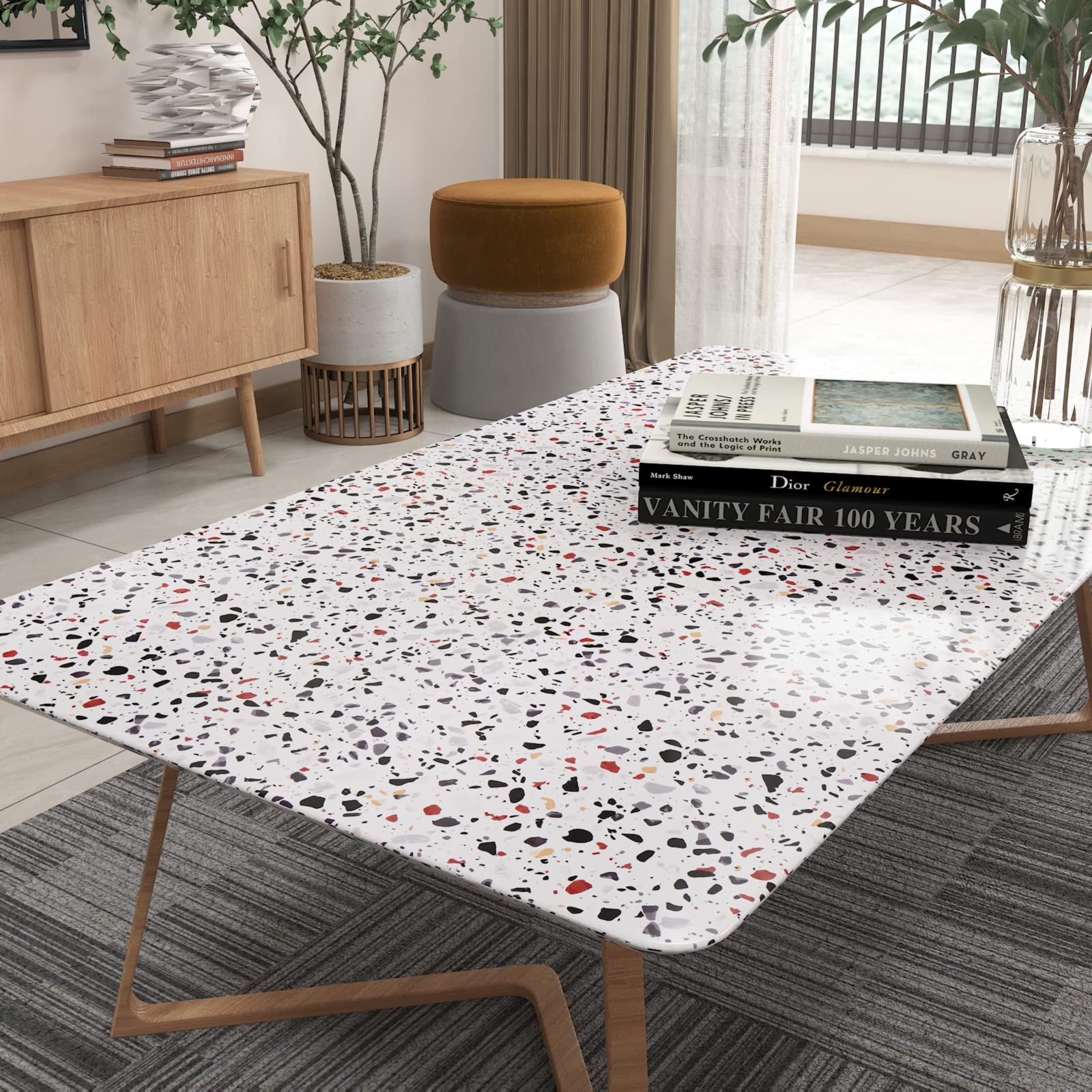 VEELIKE 15.7''x118'' Glossy Terrazzo Contact Paper - Waterproof Self-Adhesive Marble Countertop Cover | Peel and Stick Vinyl Wallpaper for Kitchen Countertops, Bathroom Walls, Shelves & Drawer Liners | Easy DIY Home Decor Upgrade