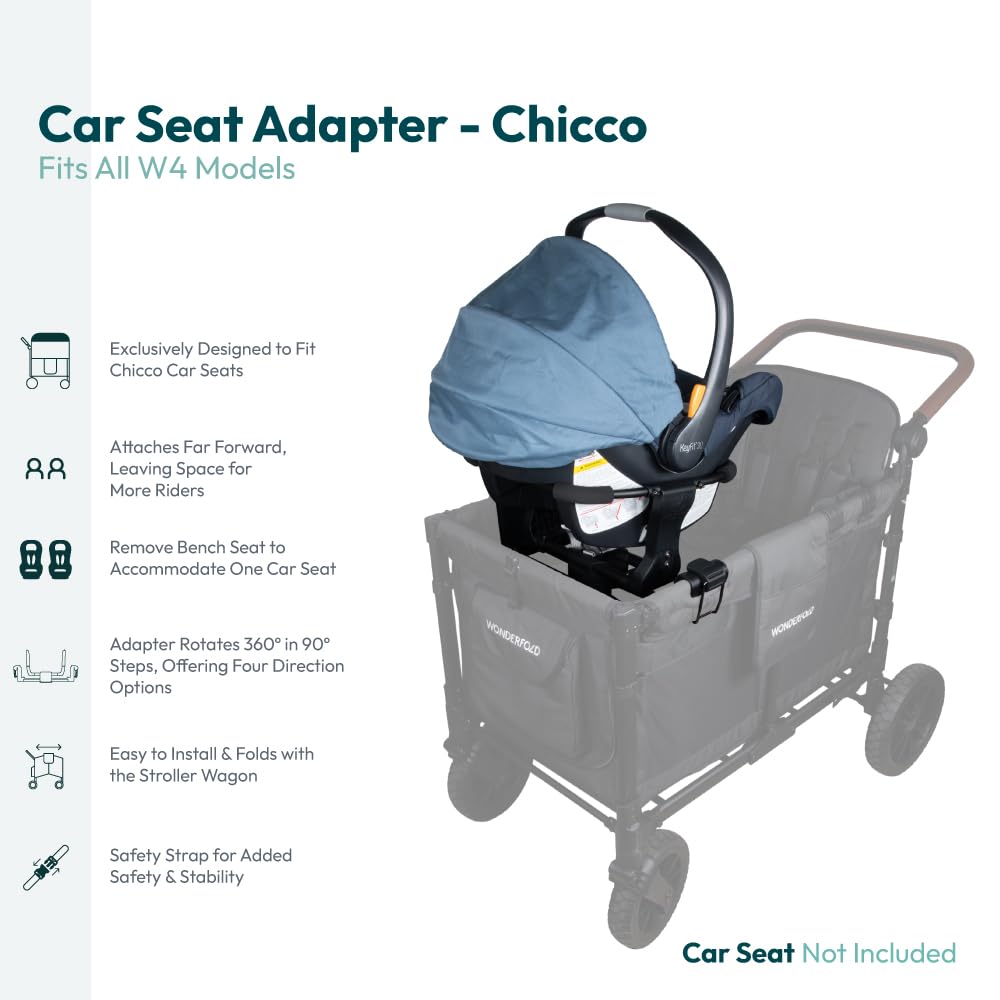 WONDERFOLD W4 Series Infant Car Seat Adapter - 360° Rotating Chicco Car Seat Compatible | Easy Installation & Folds with Stroller Wagon | Perfect for Travel, Shopping & Family Outings
