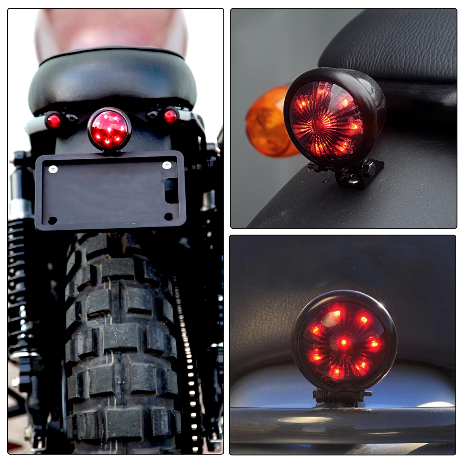 High-Quality Motorcycle Tail Light Brake Lights - LED Running Driving Lamp for Cafe Racer, Chopper & Bobber Bikes | Durable & Bright Rear Taillights for Night Riding & Safety