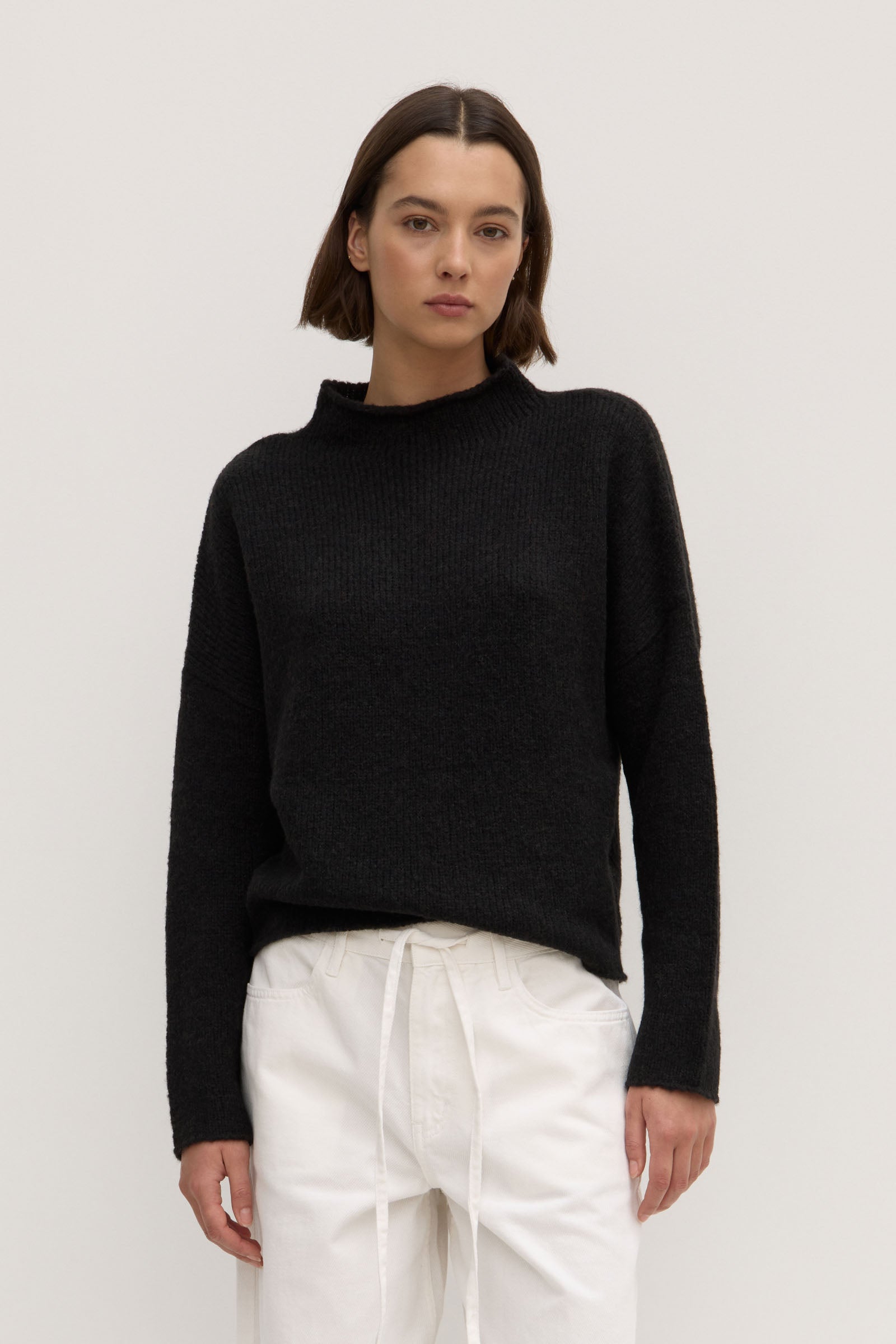 Apolline Knit Black Sweater for Women - Soft & Comfortable Winter Pullover - Perfect for Casual Outfits, Office Wear & Cozy Evenings at Home