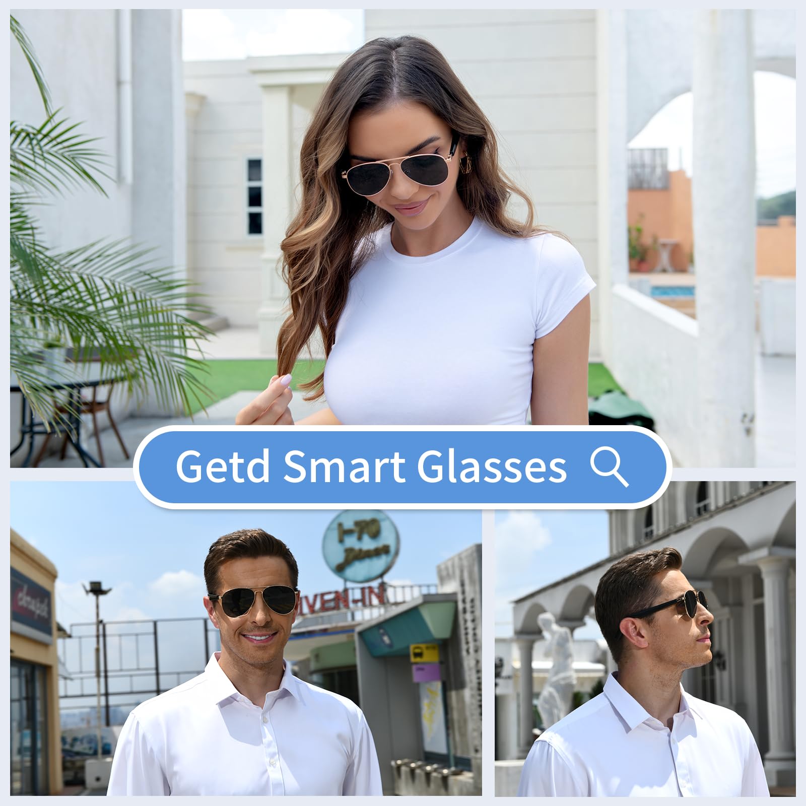 Smart Bluetooth Sunglasses with Polarized Lenses - Wireless Audio Glasses for Men & Women (GD02-C7) - Perfect for Outdoor Activities, Driving, Running & Hands-Free Calling