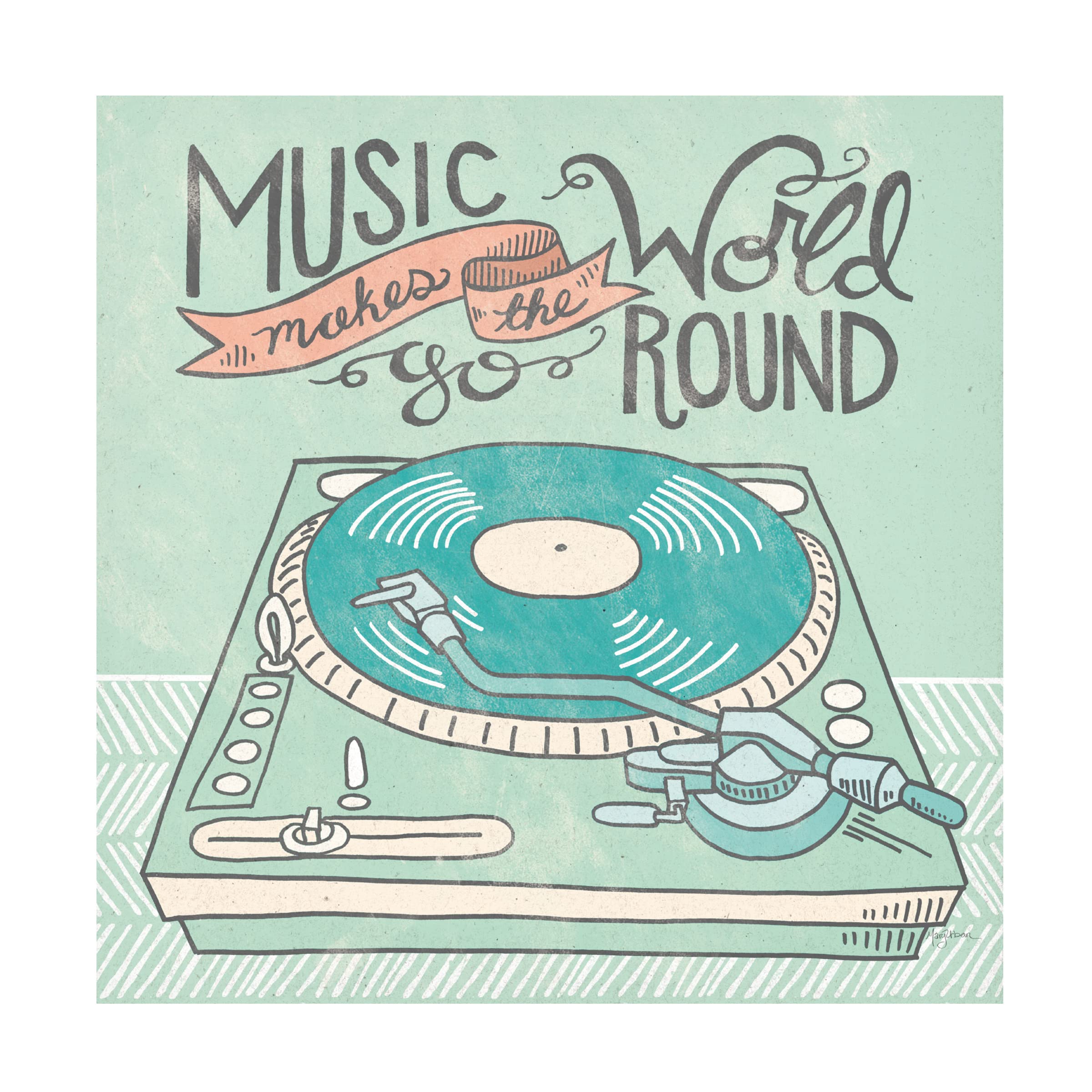 Trademark Fine Art 'Retro Record Player Gray' Canvas Print by Mary Urban - Vintage Music Decor for Living Room, Bedroom & Office