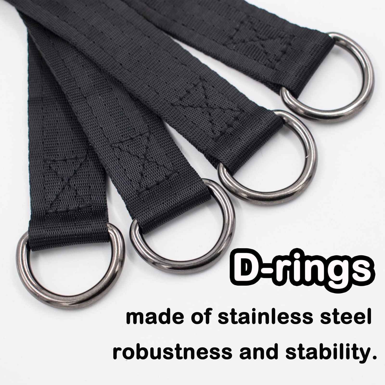 Heavy Duty Tree Swing Straps 4-Pack - 24cm/9.45in Short Extension Belts for Swing Chairs, Hammocks, Punching Bags & Yoga Seats - Durable Hanging Kit for Outdoor Play, Exercise & Relaxation