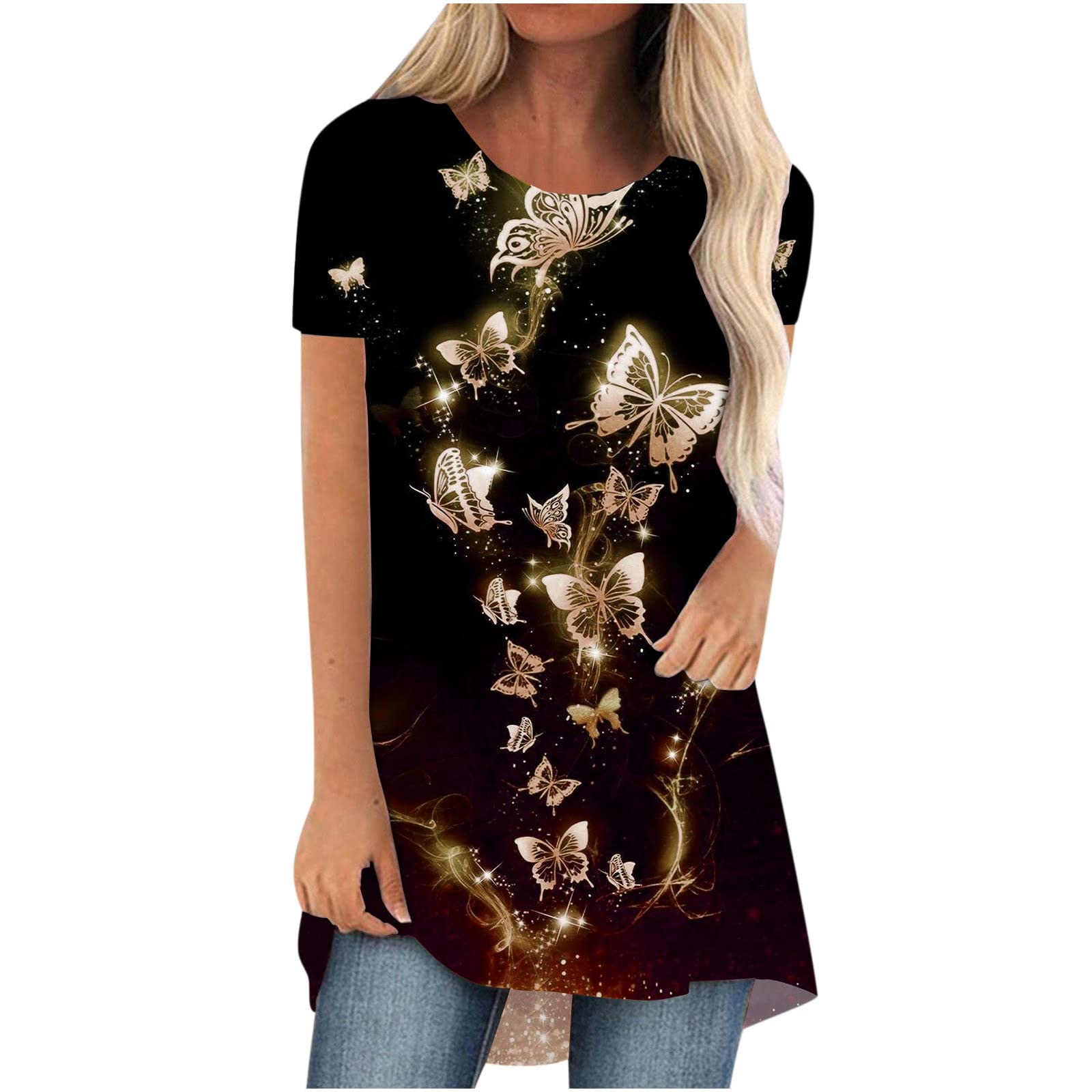 Women's Summer Short Sleeve T-Shirt - Round Neck Casual Printed Blouse, Loose Fit Cute Tunic Tee for Women | Perfect for Beach, Vacation & Everyday Wear
