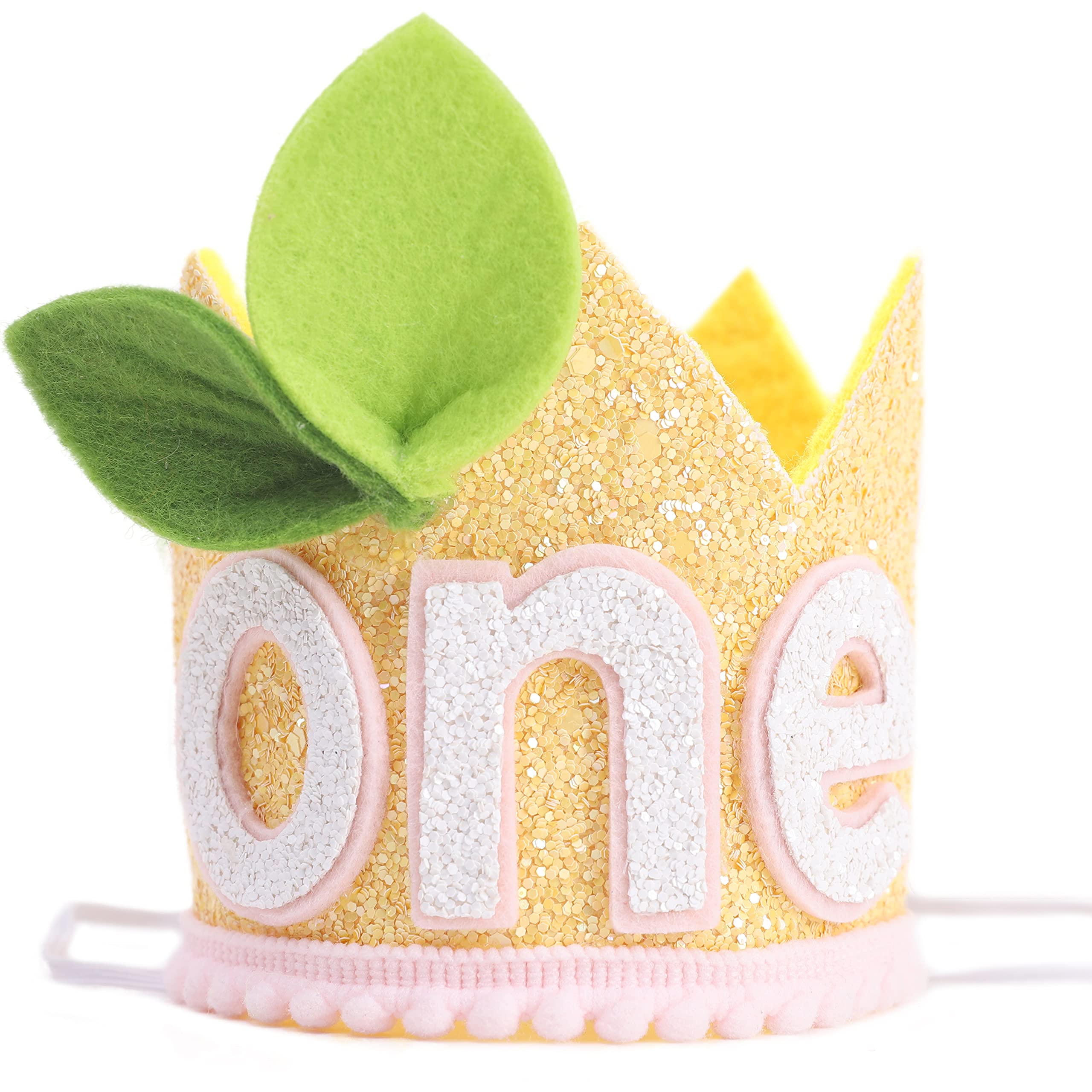 Lemon 1st Birthday Crown - Light Pink & Yellow Birthday Tiara for Girls | Baby Shower Decor, Cake Smash Props, First Birthday Party Accessories | Perfect for Photo Shoots & Birthday Celebrations