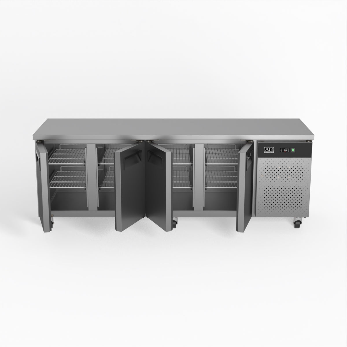 Commercial Refrigerator 4 Door Under Counter Fridge - Heavy Duty Stainless Steel Worktop Freezer for Restaurant, Bar, Kitchen & Food Service Business