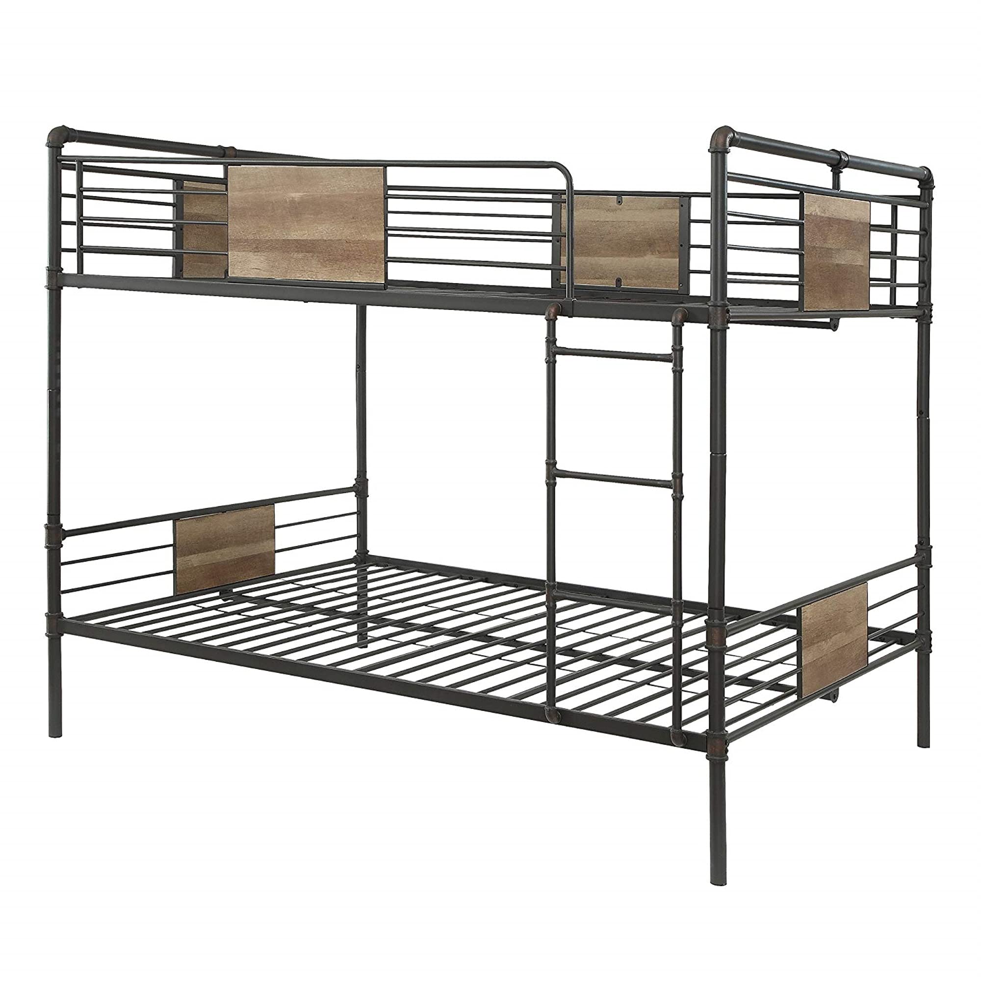 Ergode Queen Size Bunk Bed with Ladder - Space Saving Twin Over Full Loft Bed for Kids & Teens - Perfect for Small Rooms, Dorms & Guest Bedrooms