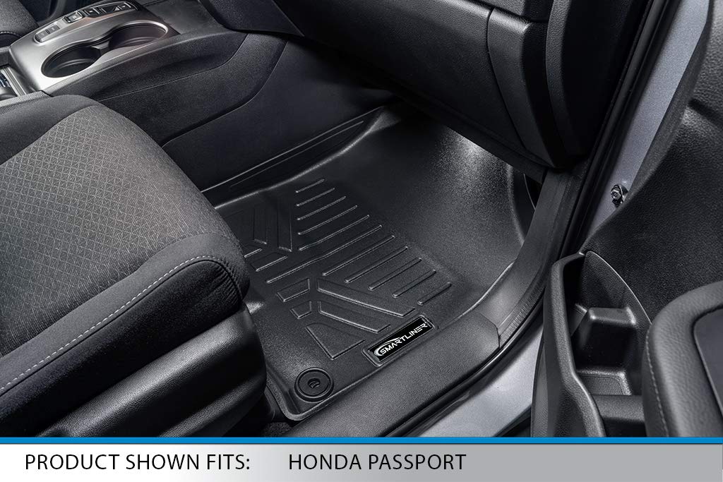 Premium SMARTLINER Custom Fit All-Weather Floor Mats - 2 Row Liner Set in Black for 2019-2025 Honda Passport | Durable Protection for Mud, Snow & Spills | Perfect for Family Road Trips & Outdoor Adventures