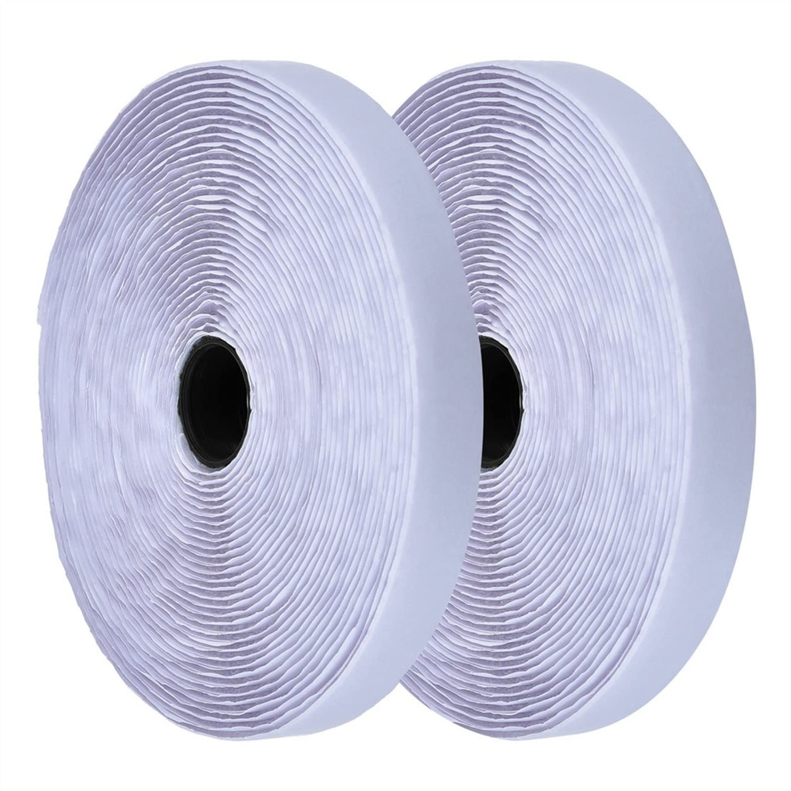 Strong Self-Adhesive Hook and Loop Tape - 2 Rolls (2cm x 25m) White Magic Fastener Strips for DIY, Crafts & Home Organization - Reusable & Recyclable Hook and Loop Tape for Clothing, Shoes & Office Use