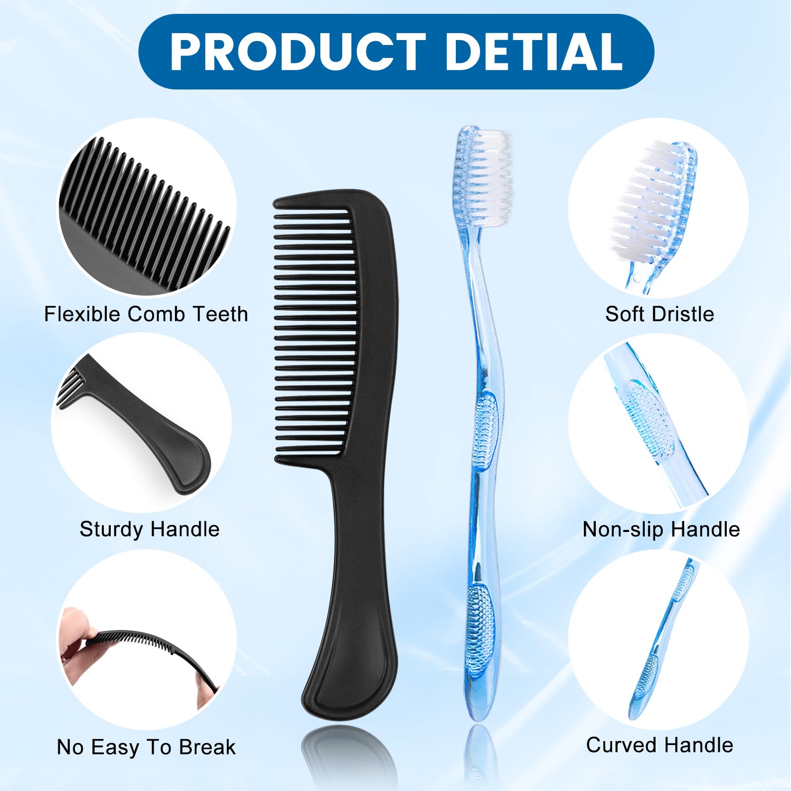 5-Piece Personal Hygiene Kit - Bulk Toiletry Essentials for Travel, Homeless Shelters & Charity (Includes Toothbrush, Toothpaste, Comb, Soap, Shampoo, Body Wash & Floss Picks) - Perfect for Emergency Kits, Donations & Business Travel Supplies