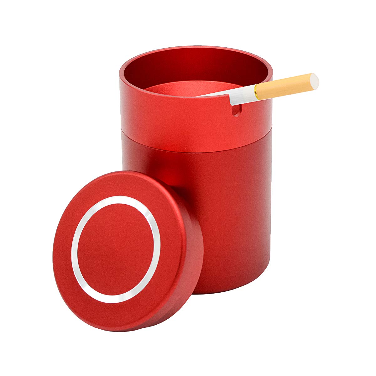 Portable Windproof Aluminum Alloy Outdoor Ashtray with Lid - Detachable Car Cigarette Holder & Smokeless Patio Table Decor for Home, Camping, Beach and Road Trips