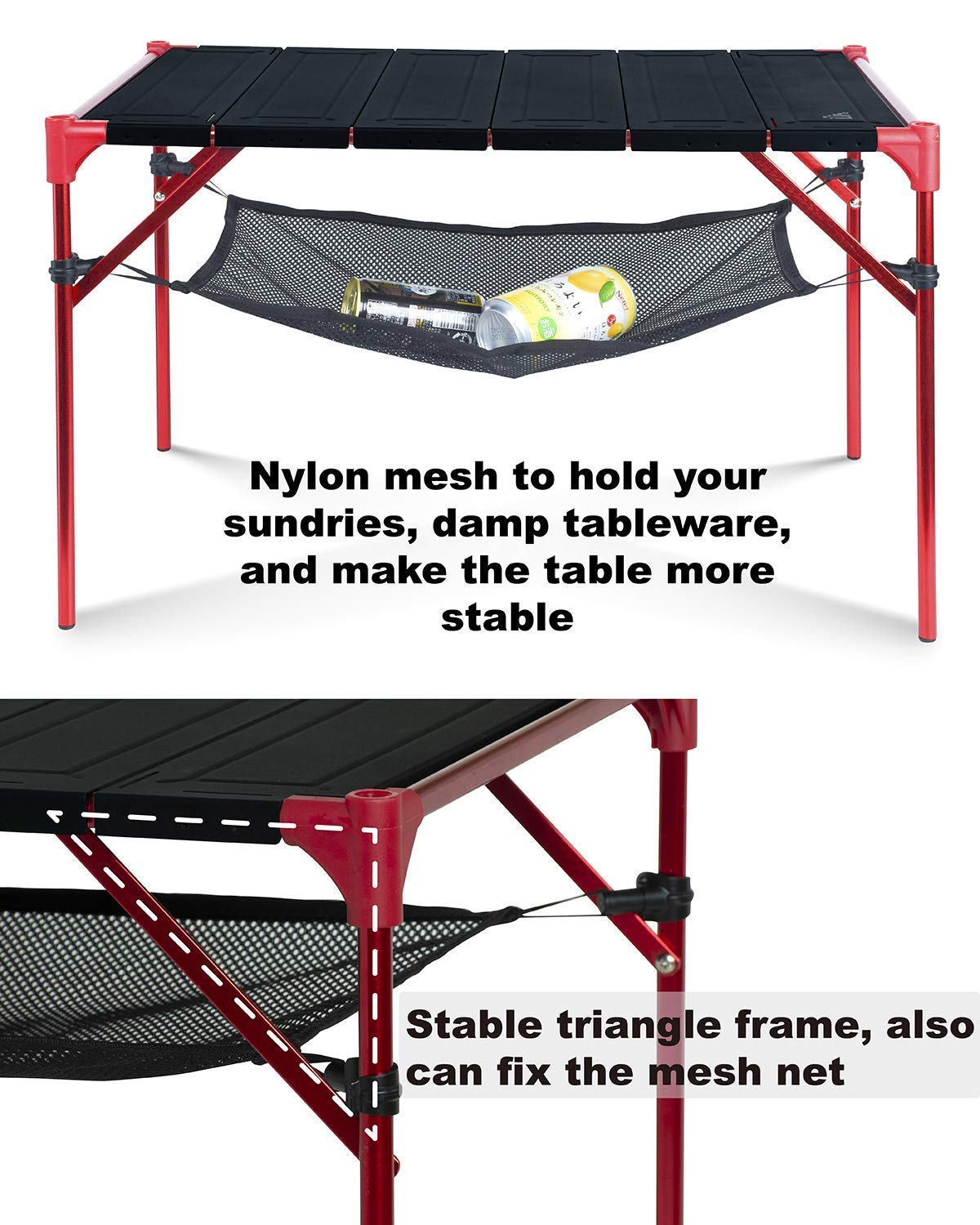 iClimb 2 Extendable Folding Tables with 1 Pack Connecting Plates & 2 Lantern Hangers - Ultralight Compact Portable for Camping, Backpacking, Beach, Concert, BBQ Party | Perfect for Outdoor Picnics, Tailgating & Home Use
