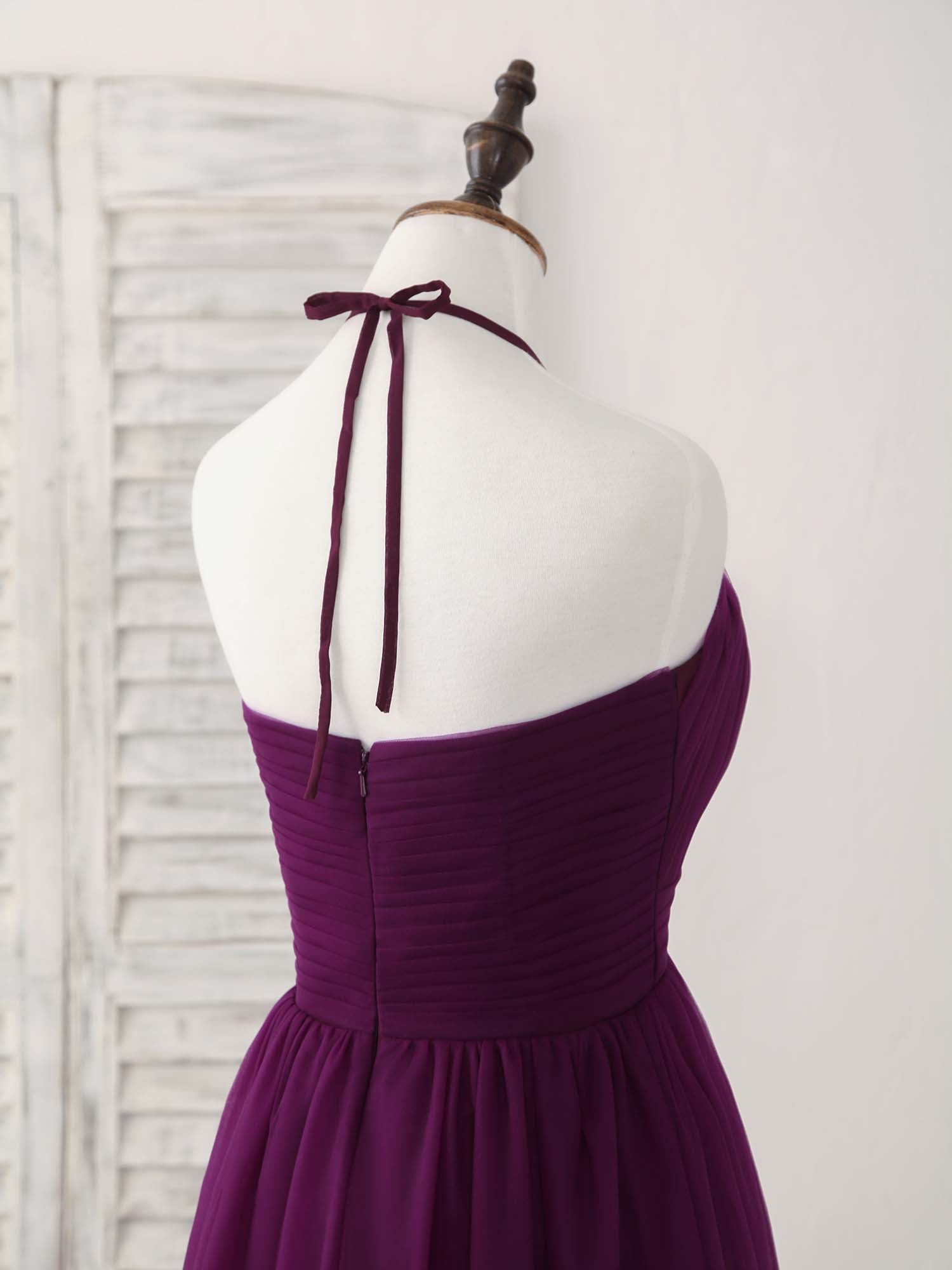 Elegant Purple Tulle A-Line Long Prom Dress for Women - Perfect for Bridesmaids, Evening Gala & Formal Occasions