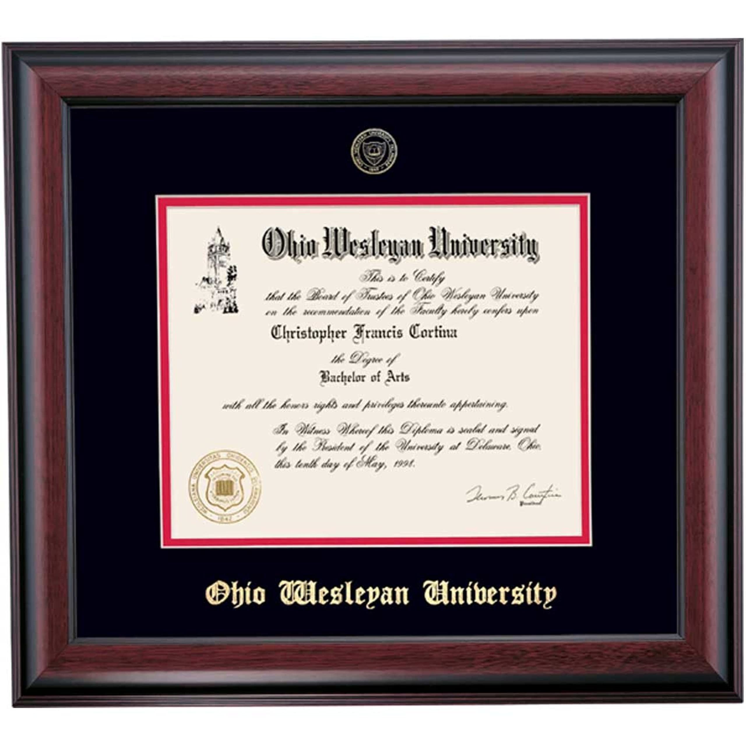 Ohio Wesleyan University Battling Bishops Diploma Frame - 8.5