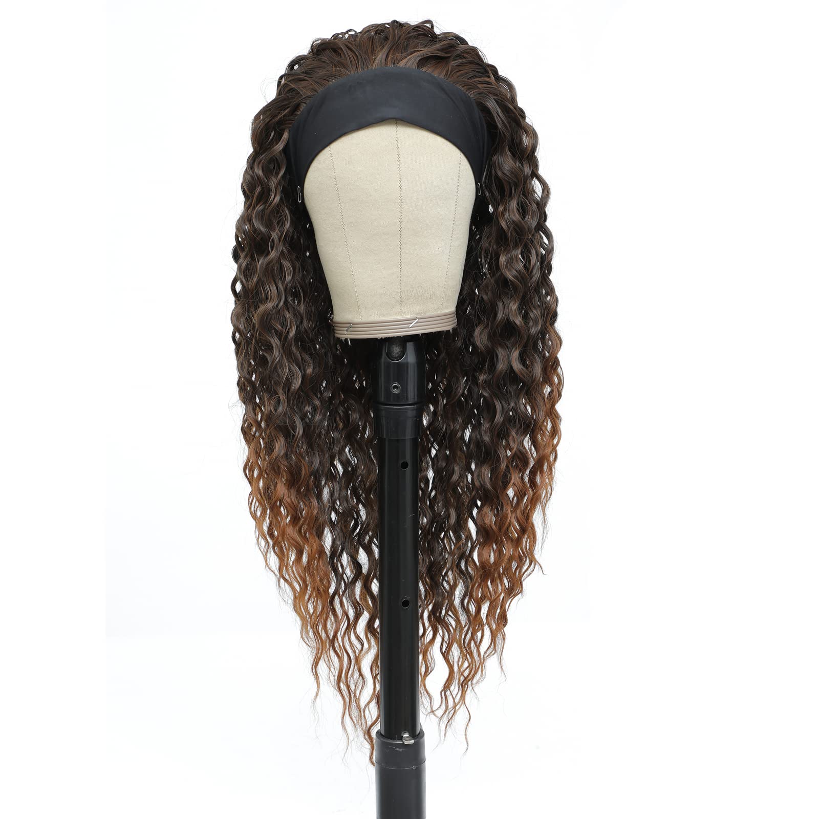 Alicoco 18 Inch T30/16 Headband Wig for Women - 180% Density Water Wave Synthetic Half Wig with Attached Headbands | Glueless & Easy to Wear | Perfect for Daily Use, Cosplay, and Special Occasions