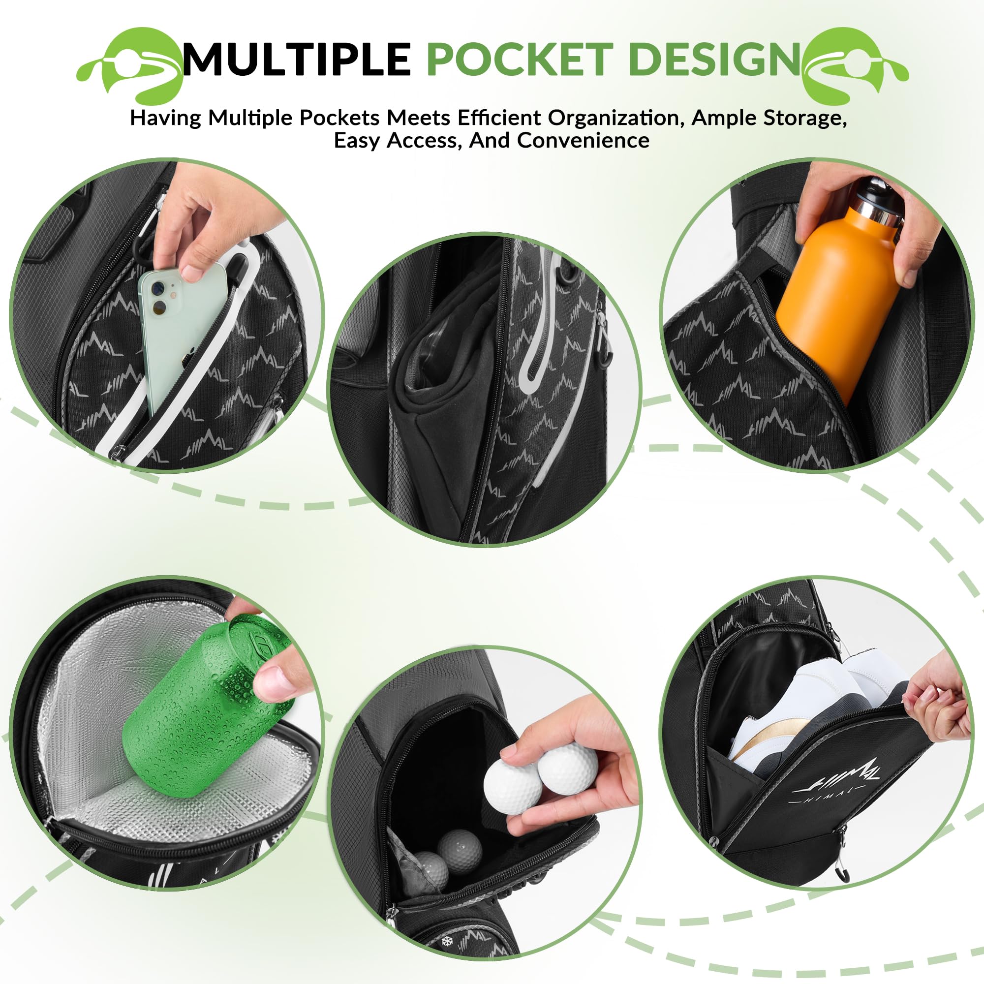 **14-Way Golf Cart Bag with Full-Length Divider Top & Multiple Pockets - Durable Men's Golf Bag with Comfortable Handles & Rain Cover - Perfect for Golf Courses, Driving Ranges & Tournaments**