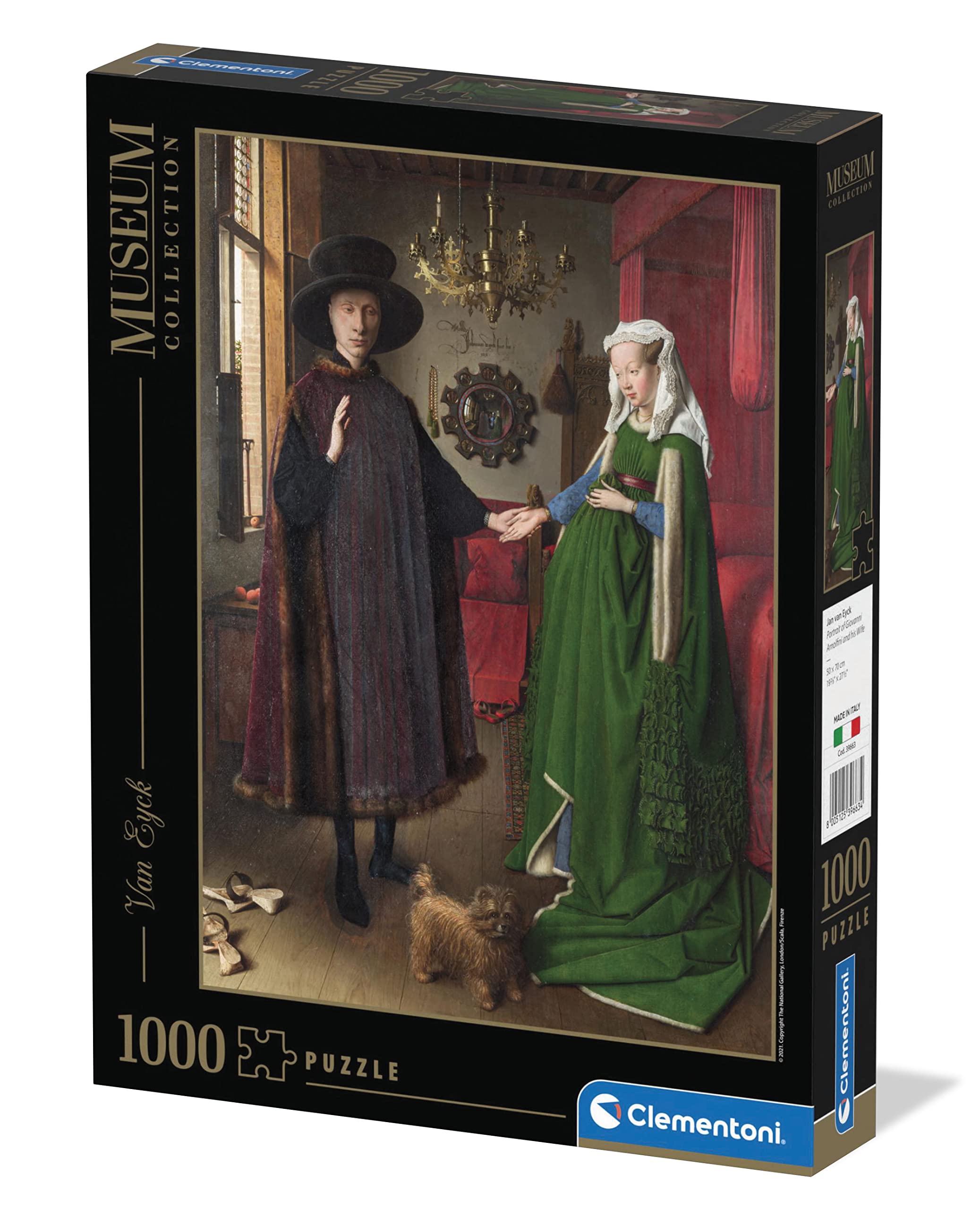1000-Piece Clementoni Museum Collection Puzzle - Arnolfini and Wife - Adult Art Jigsaw Puzzle, Made in Italy | Perfect for Home Decor, Relaxation & Family Game Night