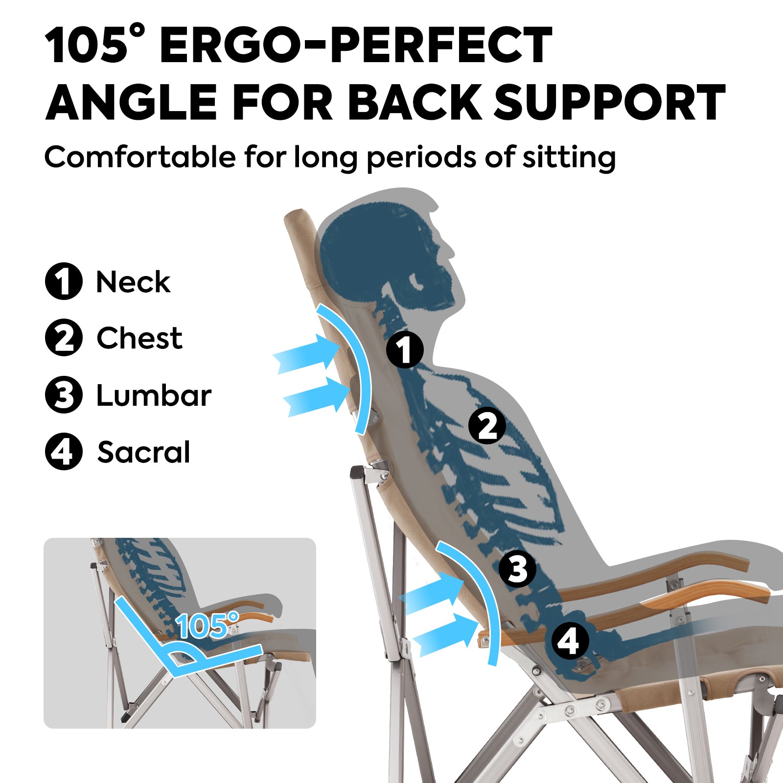Hi1600L Portable Folding Camping Chair for Outdoor Activities - Heavy Duty & Comfortable - Perfect for Beach, Picnic, Hiking, and Backyard Relaxation | ICECO