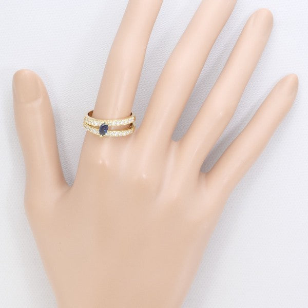 18K Yellow Gold Sapphire and Diamond Ring for Women - Elegant Blue Gemstone Engagement, Wedding, or Anniversary Jewelry Gift