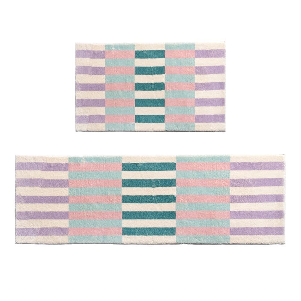 **Soft Shaggy Boho Microfiber Bath Rug - Non-Slip Geometric Floral Patchwork Carpet for Bedroom, Living Room, Kitchen & Bathroom - Indoor/Outdoor Doormat (4.2' x 6.2', Multi-Color) - Perfect for Cozy Home Decor & High-Traffic Areas**