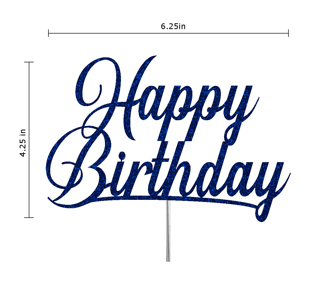 Premium Happy Birthday Glitter Cake Topper - Double Sided Acrylic Party Decoration with Sturdy Stick | Made in USA (Blue) | Perfect for Birthday Cakes, Cupcakes & Party Centerpieces