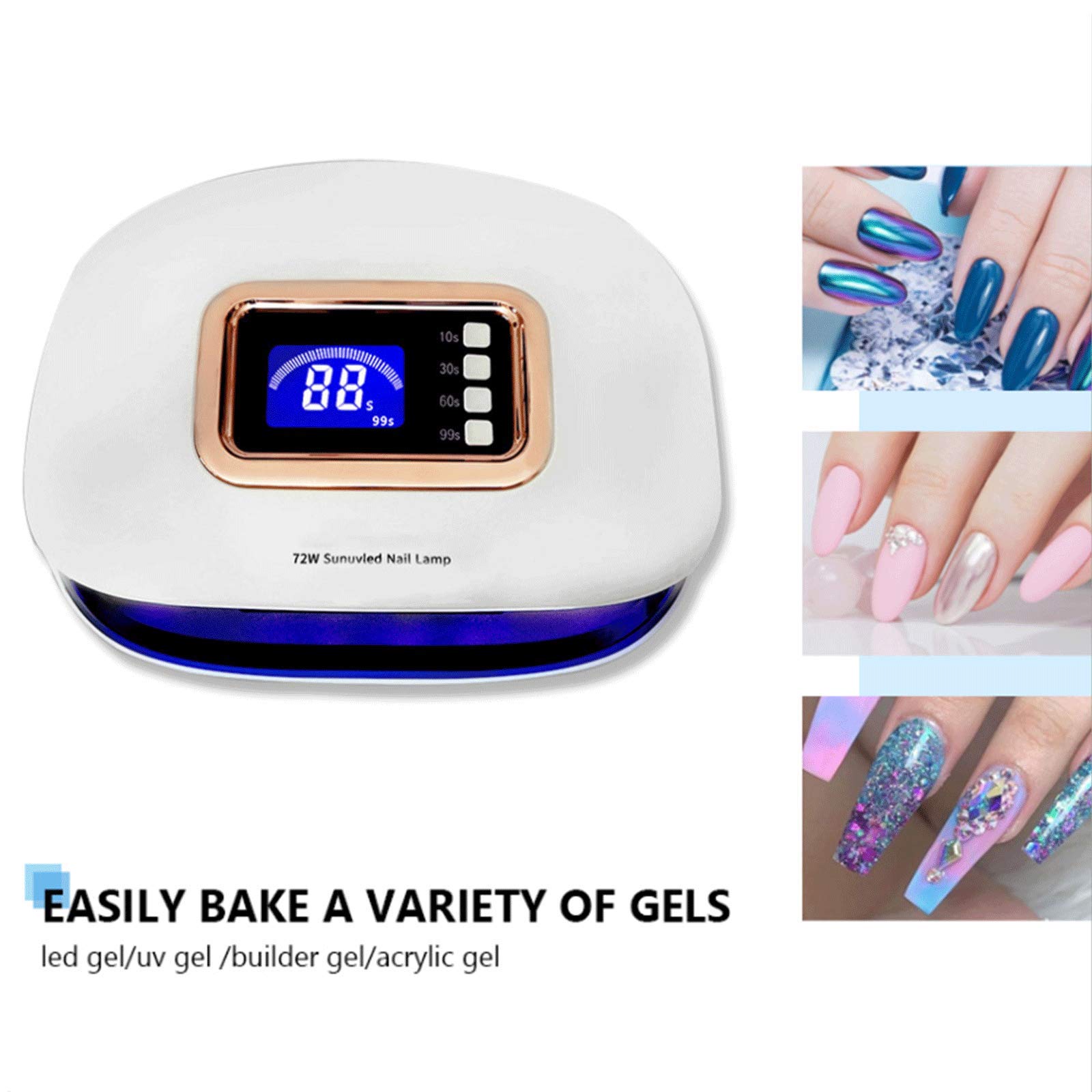 72W UV LED Nail Lamp with 36 LED Beads - 4 Timer Settings (10s/30s/60s/99s) & Auto Sensor - Professional Salon-Grade Nail Dryer for Gel Polish Curing - Perfect for Home Manicure, Nail Art DIY & Professional Salon Use