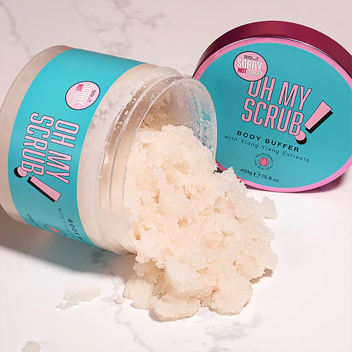So...? Sorry Not Sorry Oh My Scrub! Exfoliating & Nourishing Body Scrub with Ylang Ylang Extracts - Vegan, Cruelty-Free Skincare for Women (430g) - Perfect for Spa Day, Dry Skin Care & Self-Care Routine