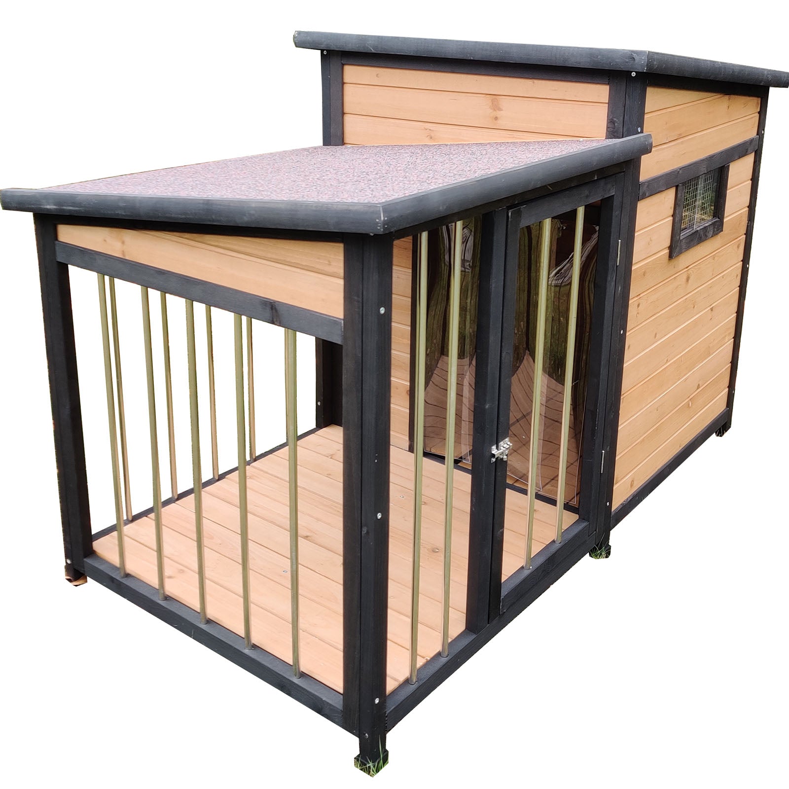 Sturdy Wooden Dog Crate with Built-in Storage & Lockable Door - Durable Pet Kennel for Large Dogs - Perfect for Home, Yard, or Travel Use