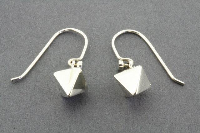 Sterling Silver Double Pyramid Earrings for Women - Elegant Dangle Drop Earrings for Party, Wedding & Everyday Wear