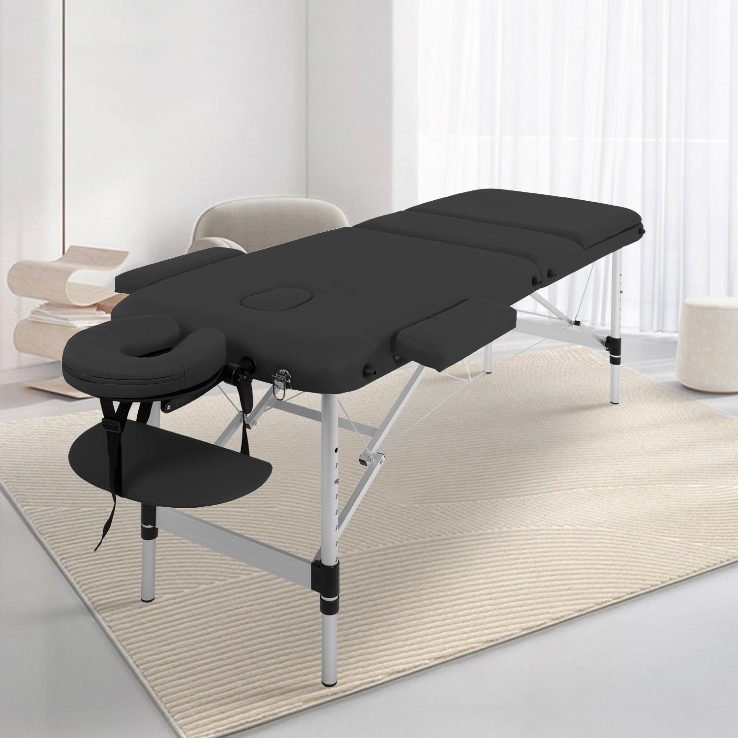Portable Massage Table - Adjustable Height Aluminum Folding Spa Bed with Non-Woven Carrying Bag | Professional Massage Therapy, Home Spa, Beauty Salon & Lash Extension Use