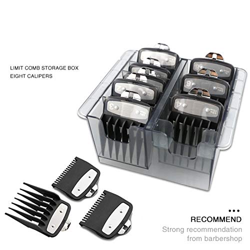 8-Piece Hair Clipper Trimmer Guide Comb Set with Grid Base Storage Box - Professional Barber Tools for Precision Hair Cutting & Styling (Perfect for Salon, Home Grooming & Travel)