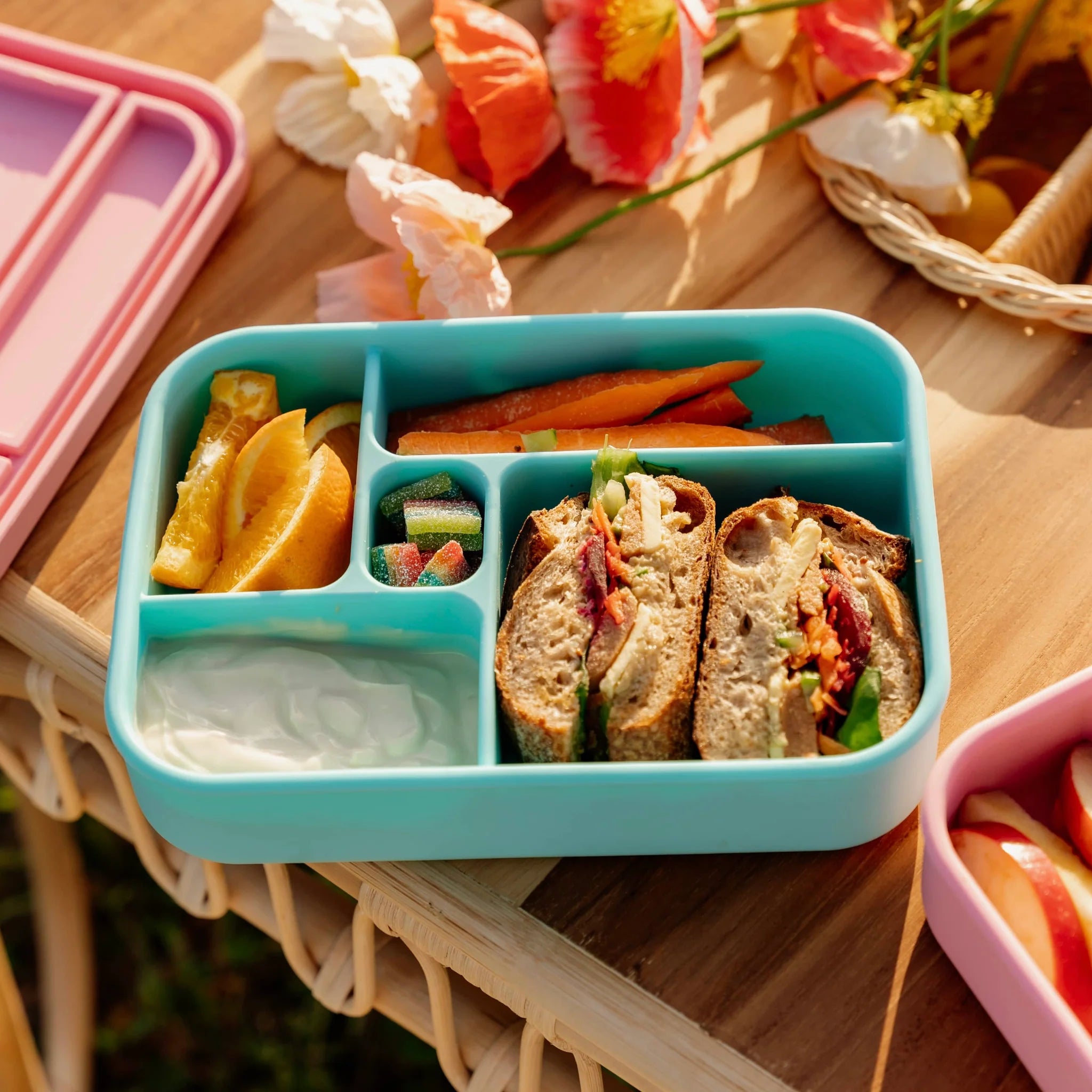 Eco-Friendly Reusable Silicone Lunch Box - Leak-Proof, BPA-Free Food Container for Meal Prep, School & Office (Aqua Blue) | Perfect for Sustainable Living, Picnics & On-the-Go Lunches