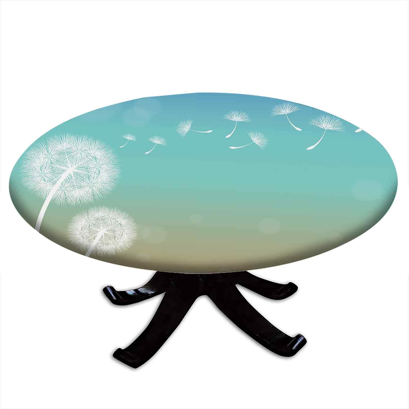 Dandelion Round Fitted Tablecloth - Elastic Edge Waterproof Wipeable, Fits 31