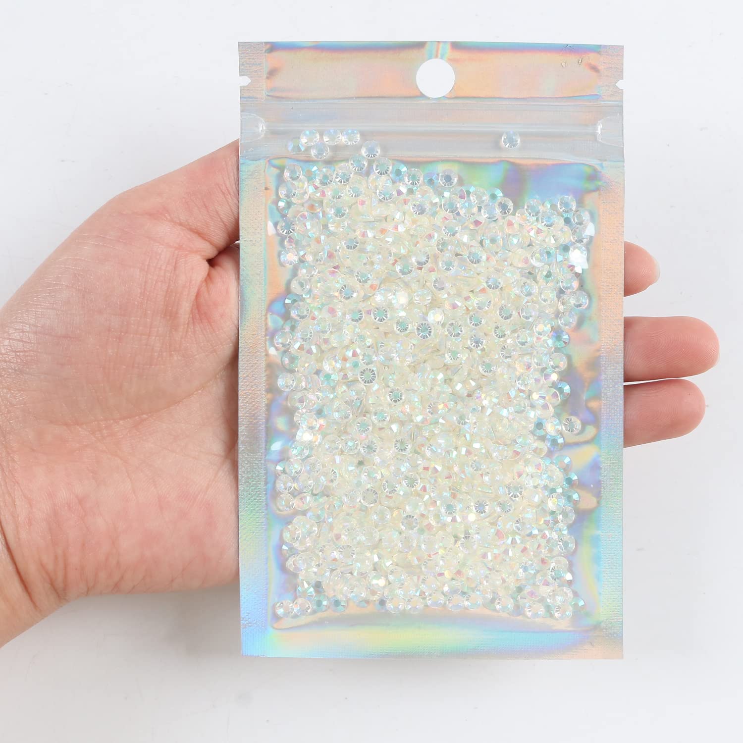2500pcs 4mm 25g Jelly Rhinestone AB Color Non-Hotfix Flatback Nail Gems for DIY Nail Art, Manicure, Jewelry Making - 32 Transparent AB Crystal Stones (Perfect for Nail Salon, Home Decor, Craft Projects)
