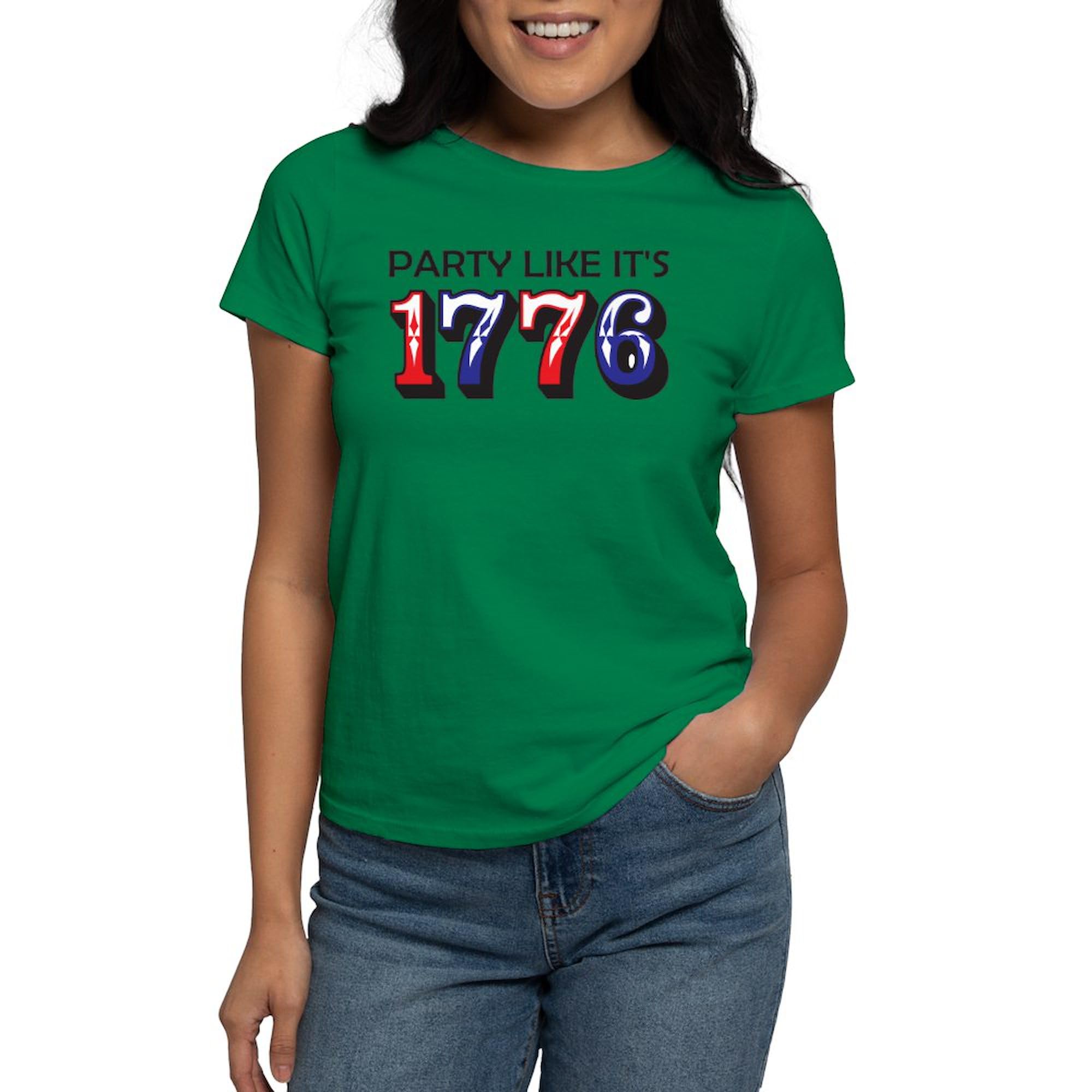 1776 Patriotic Women's Cotton Dark T-Shirt - Vintage American Revolution Tee for Independence Day, 4th of July Parties & Historical Reenactments