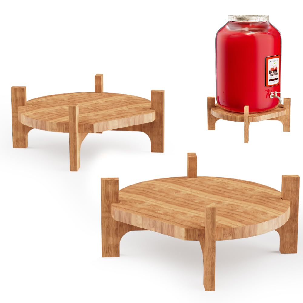 2-Pack Natural Bamboo Drink Dispenser Stand - Fits 8.66