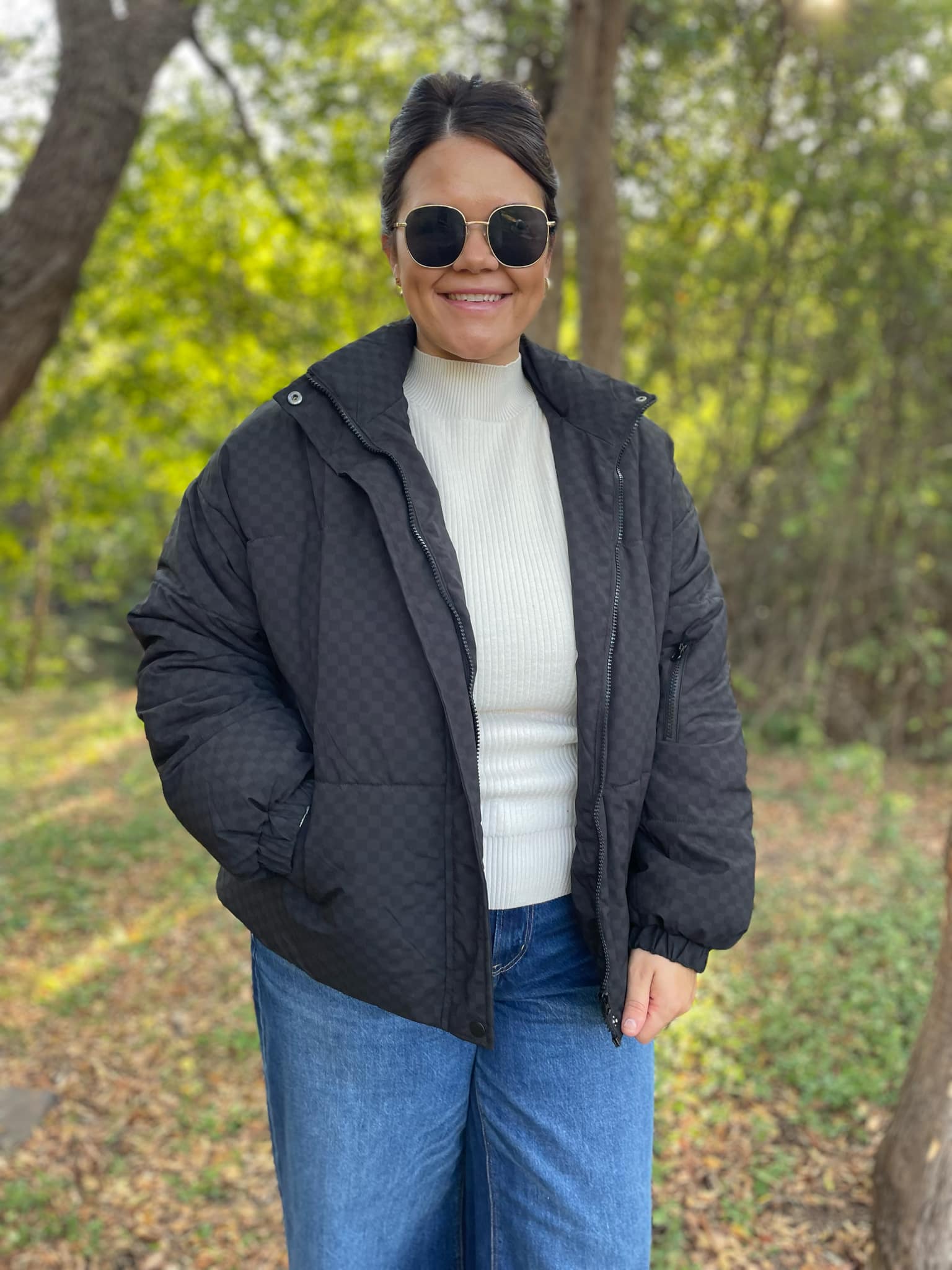 **Abbott Checkerboard Puffer Jacket – Warm Winter Coat for Men & Women | Water-Resistant & Lightweight | Perfect for Outdoor Activities, Skiing, and Casual Wear**