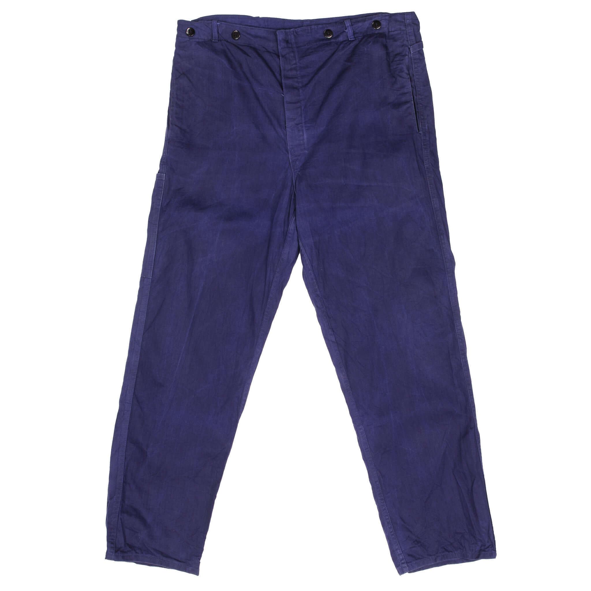 Vintage French Workwear Blue Sanforized Johann Georg Eiseil HBT Trousers 1960s 37x31 - Retro Style Durable Work Pants for Collectors & Vintage Fashion Enthusiasts