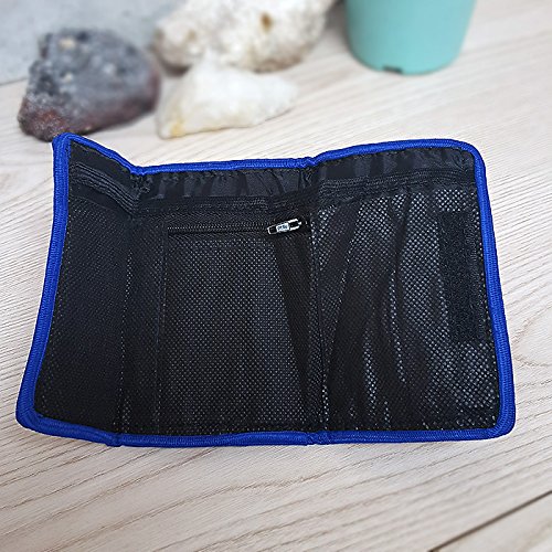 Multicolored Woven Striped Slim Soft Trifold Wallet Coin Purse with Card Slots - Handmade Boho Fashion Wallet for Women & Men | Perfect for Travel, Daily Use & Gift Giving (Blue)