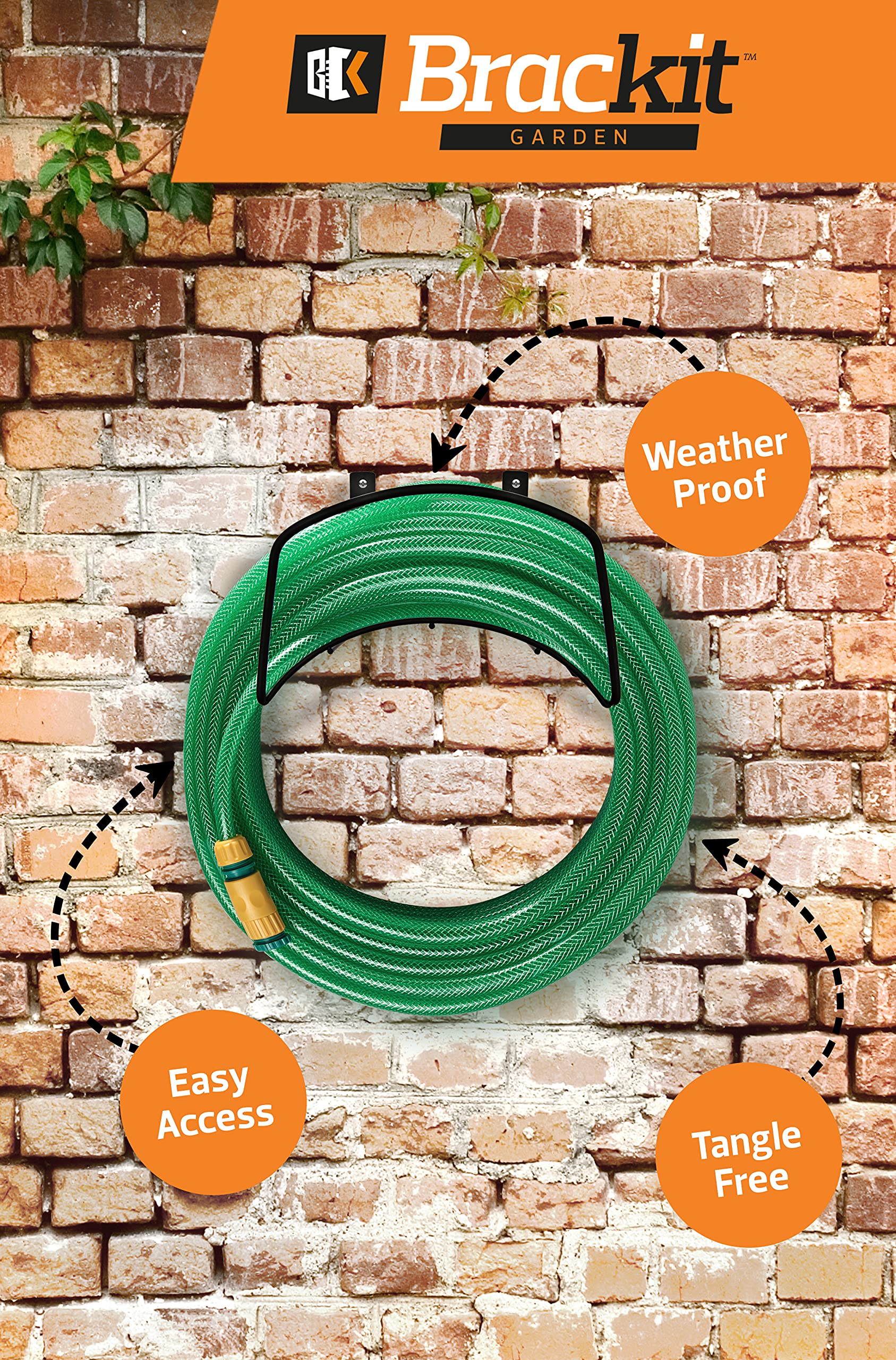 Sturdy Steel Garden Hose Holder - Wall Mount with Included Fittings - Perfect for Outdoor Yard, Garden & Garage Organization