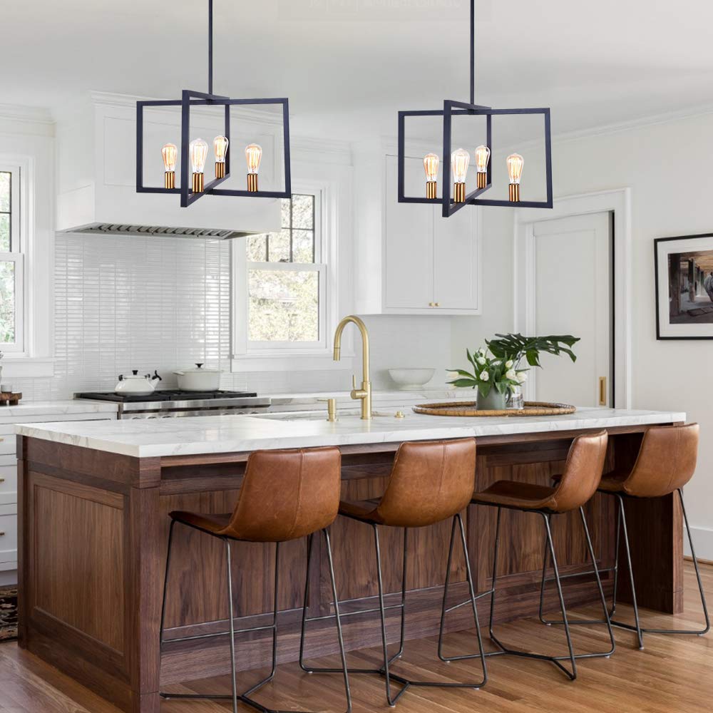 Modern Rectangle Linear Chandelier - Kitchen Island Pendant Lighting Fixture for Dining Room & Ceiling Hanging | Perfect for Contemporary Home Decor & Restaurant Ambiance