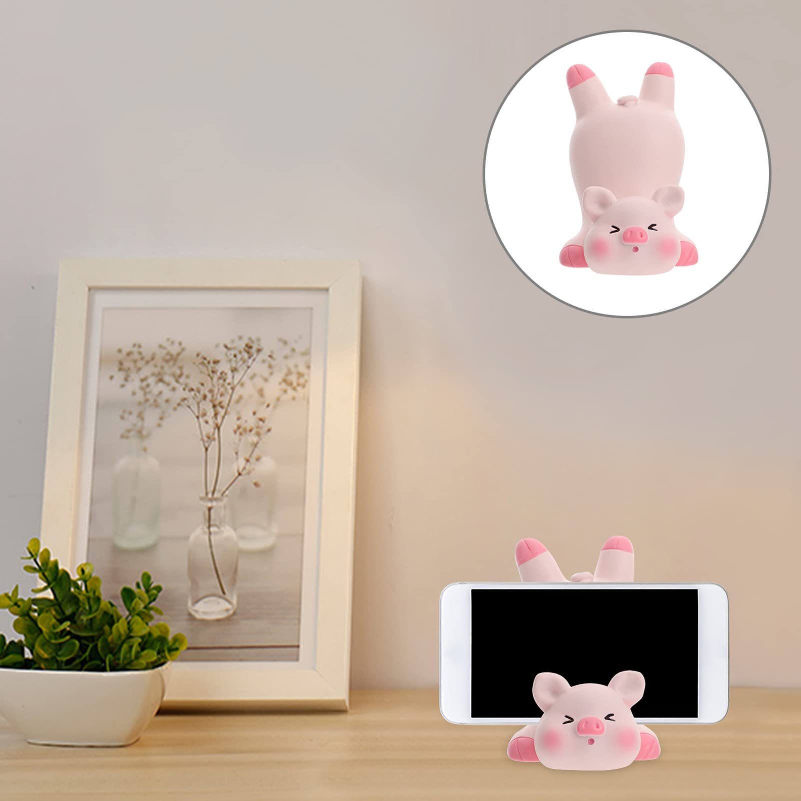 KESYOO Adjustable Pink Pig Phone Stand - Cute Animal Desktop Cell Phone Holder for iPhone, Samsung, Business Cards & Glasses | Perfect for Office, Home & Travel