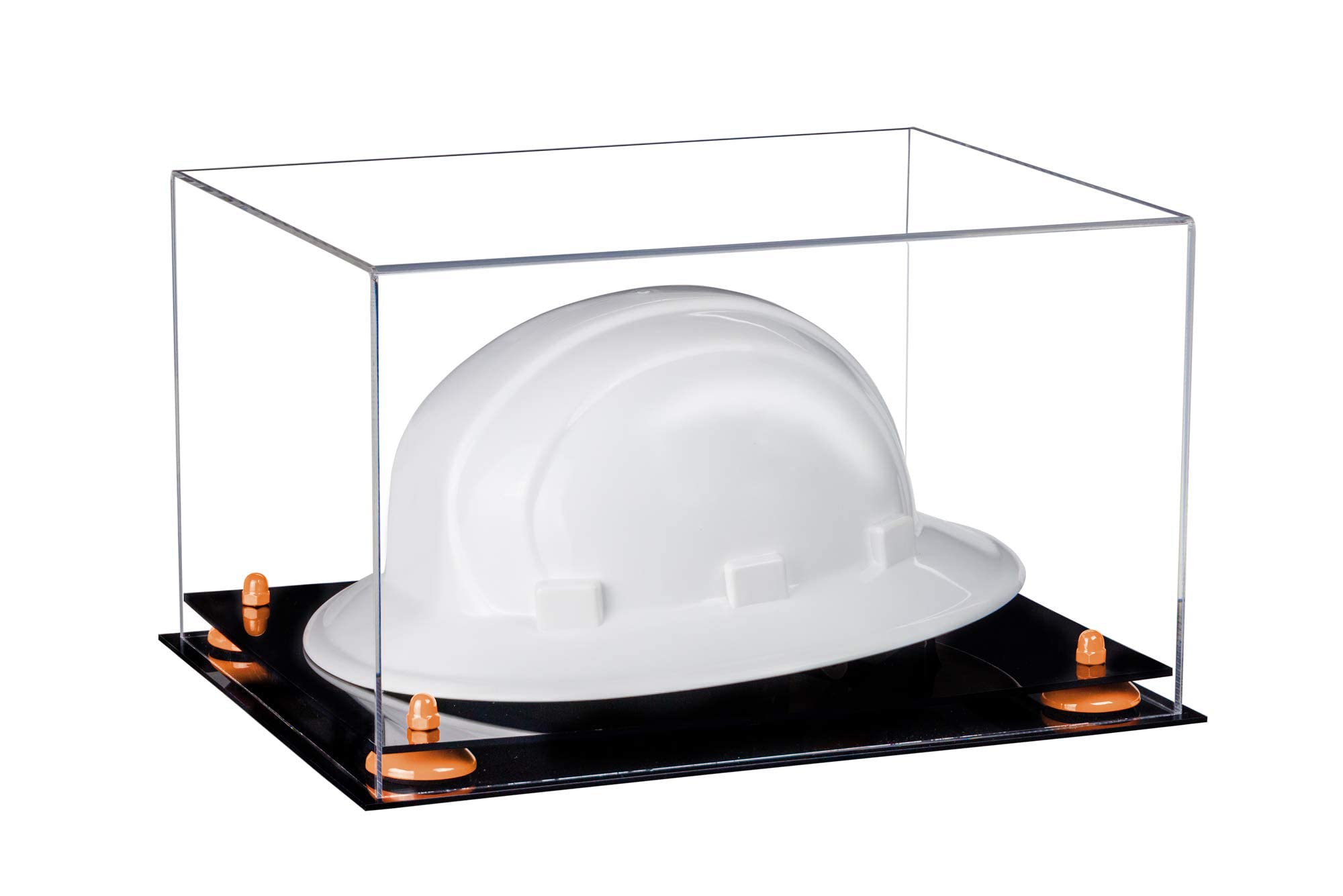 Clear Acrylic Large Helmet Display Case - Durable Hard Hat Showcase for Motorcycle, Construction & Safety Gear Collection - Perfect for Home, Office or Retail Store Displays