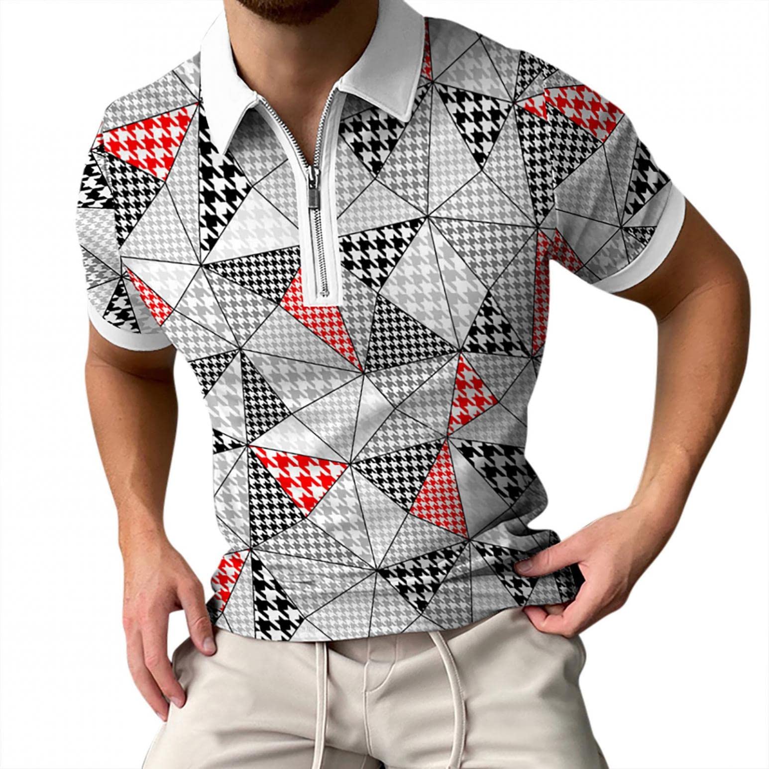 Men's Classic Pique Slim Fit Short Sleeve Polo Shirt - Casual Collared Zipper Golf T-Shirt Top for Men | Perfect for Golf, Business Casual & Everyday Wear