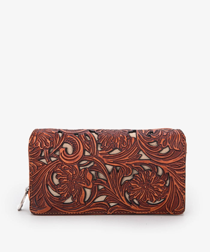 Trinity Ranch Genuine Leather Tooled Wallet for Men - Western Style Bifold Wallet with RFID Protection - Perfect for Cowboy Boots, Rodeo & Everyday Use