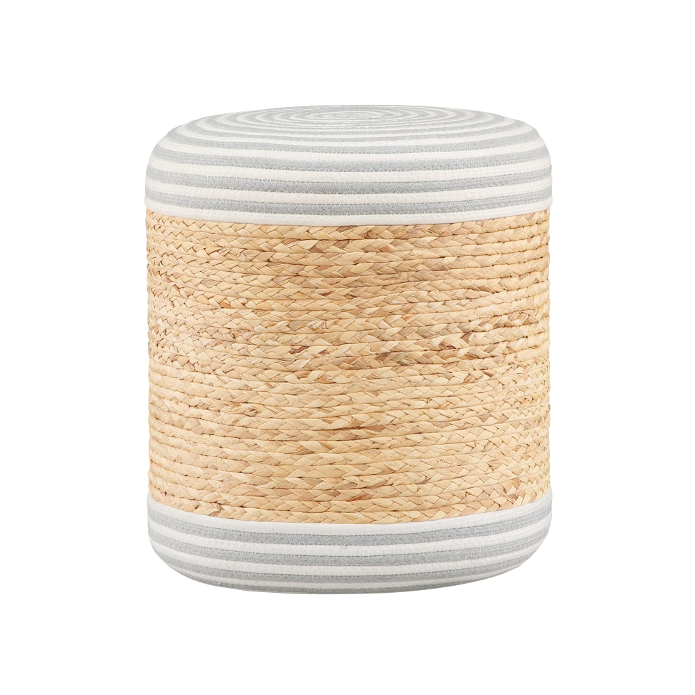 Cleo Ottoman Low Round Foot Stool - Natural/White - Perfect for Living Room, Bedroom & Nursery Comfort