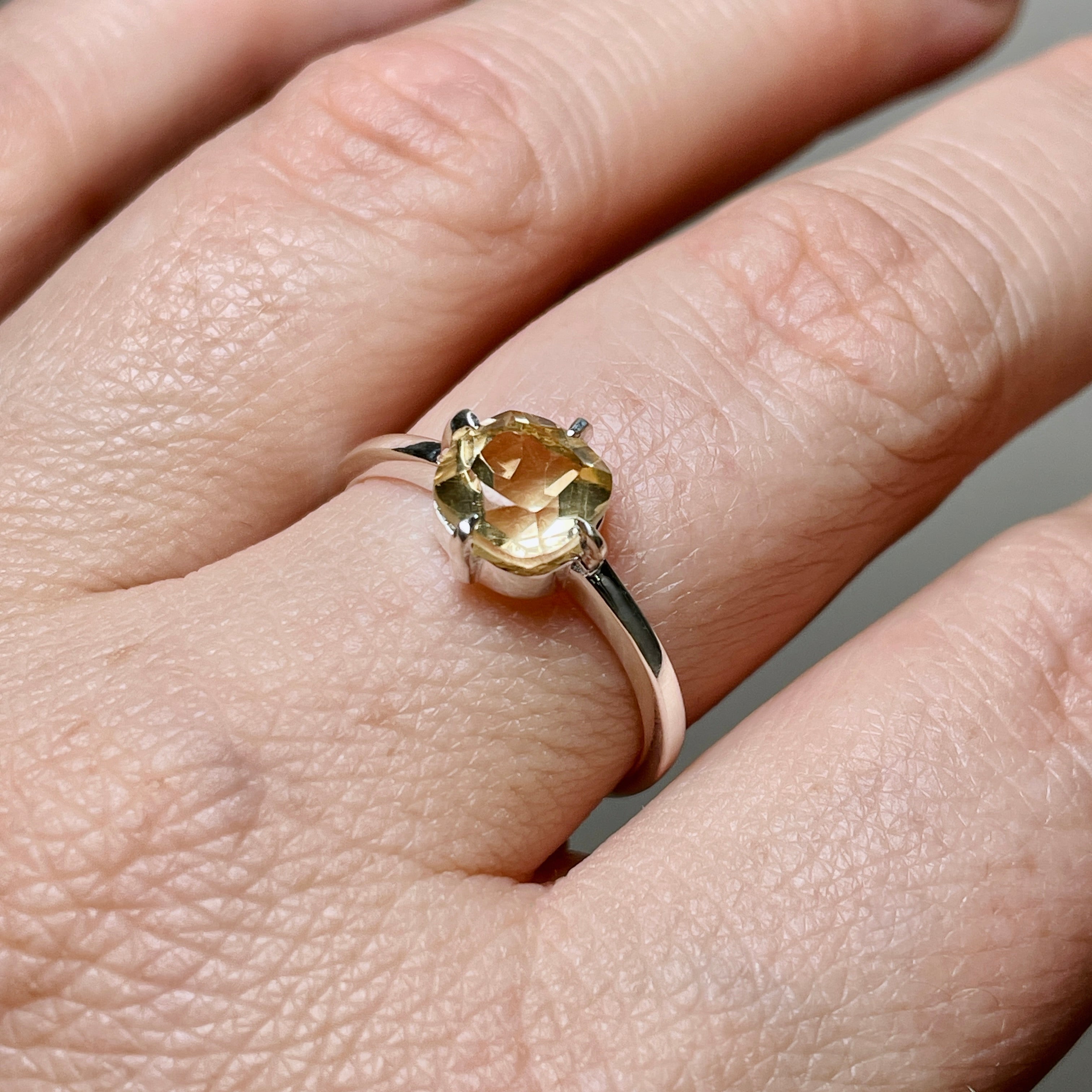 Natural Citrine Faceted Square Solitaire Ring R4806 - Elegant Birthstone Jewelry for Women, Perfect for Engagement, Anniversary & Everyday Wear