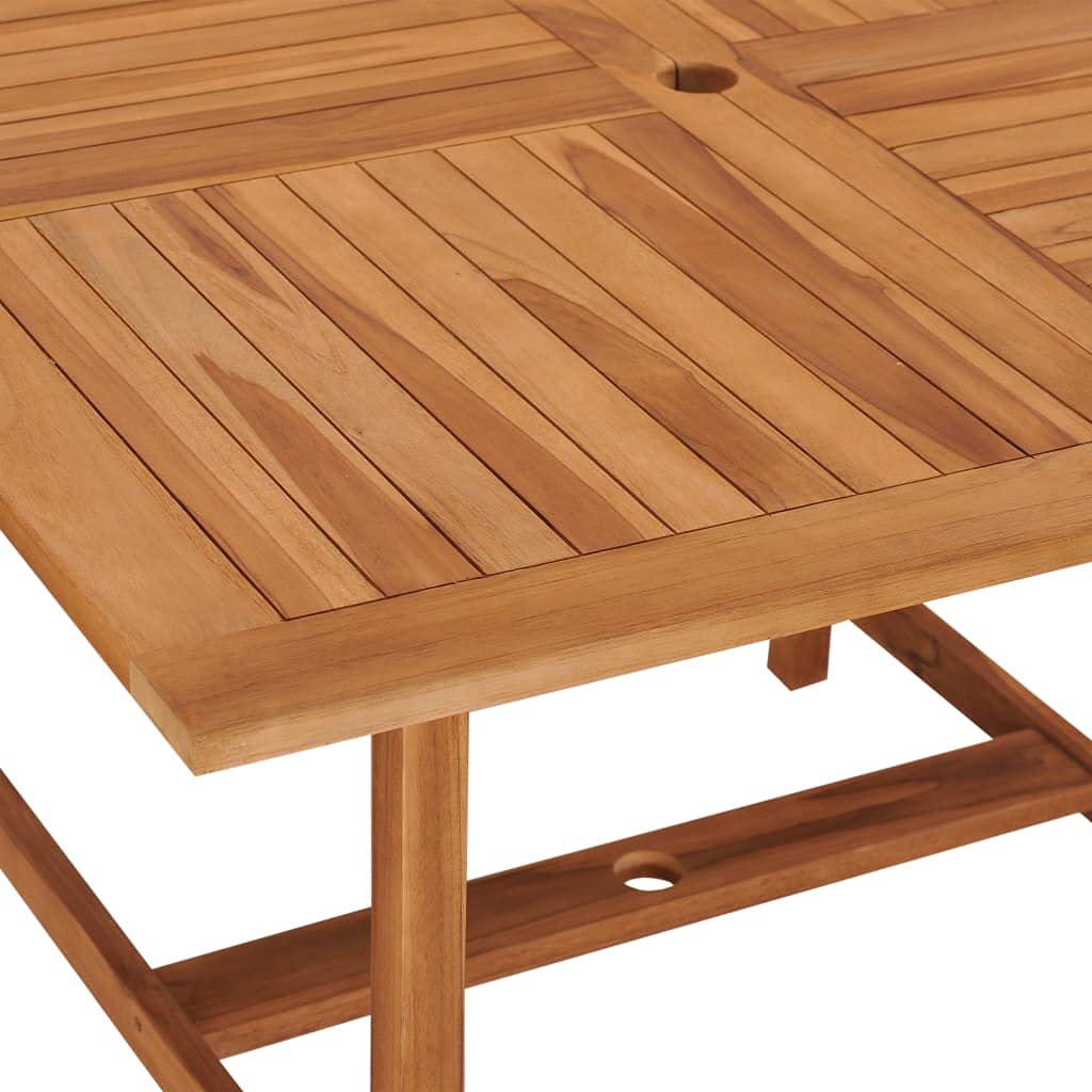 Premium Solid Teak Wood Outdoor Dining Table 120x120x75cm - Weather Resistant Garden Table with Umbrella Hole - Easy Assembly Patio Furniture for Backyard, Lawn, Balcony & Poolside Dining