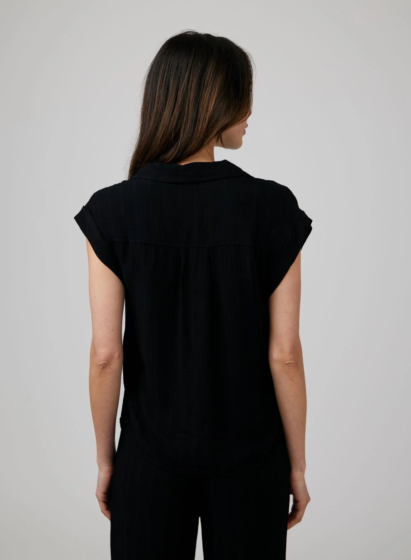 Basket Weave Stripe Cap Sleeve Henley Top for Women - Casual Summer T-Shirt for Outdoors, Travel & Everyday Wear